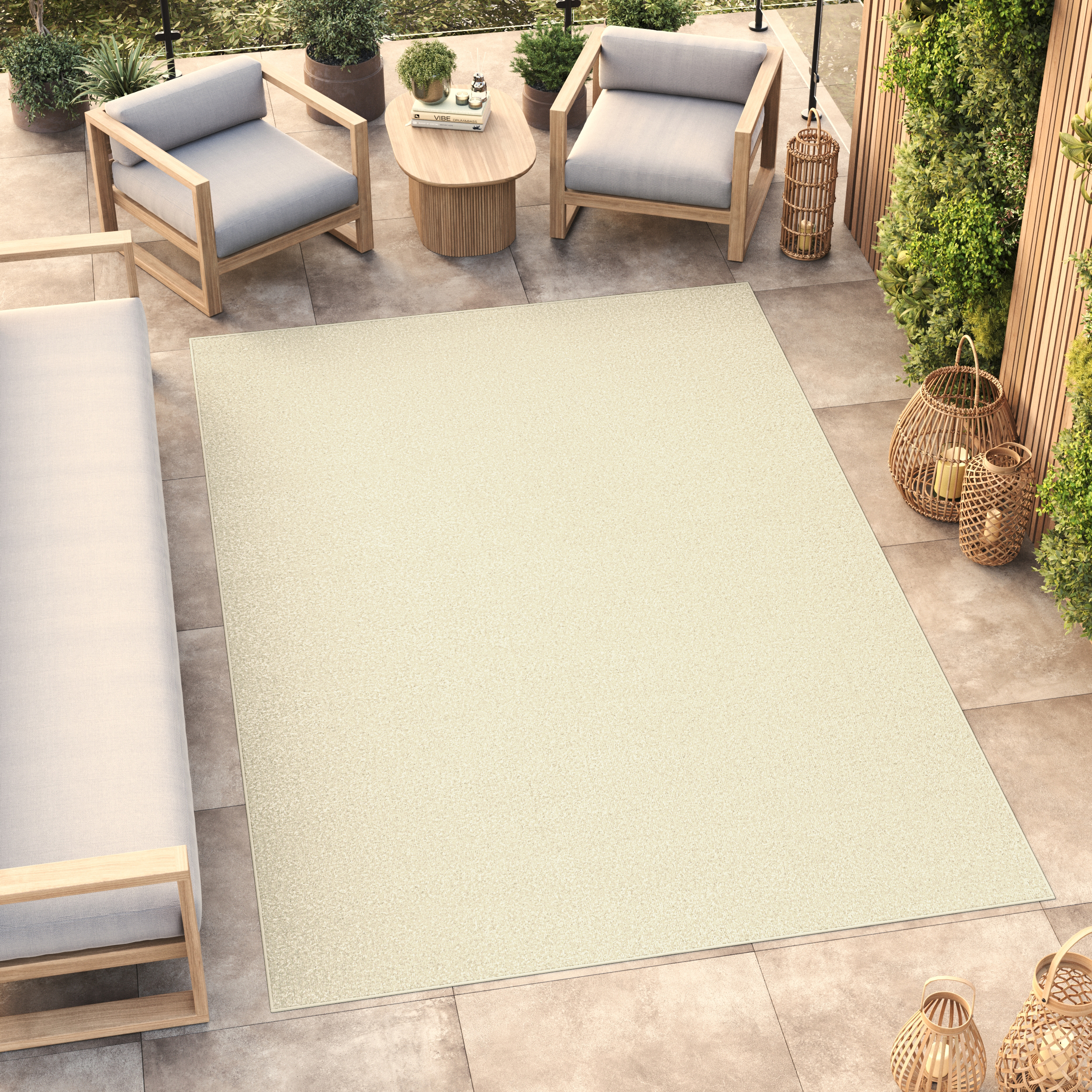 Teppich Mono Indoor Outdoor Creme