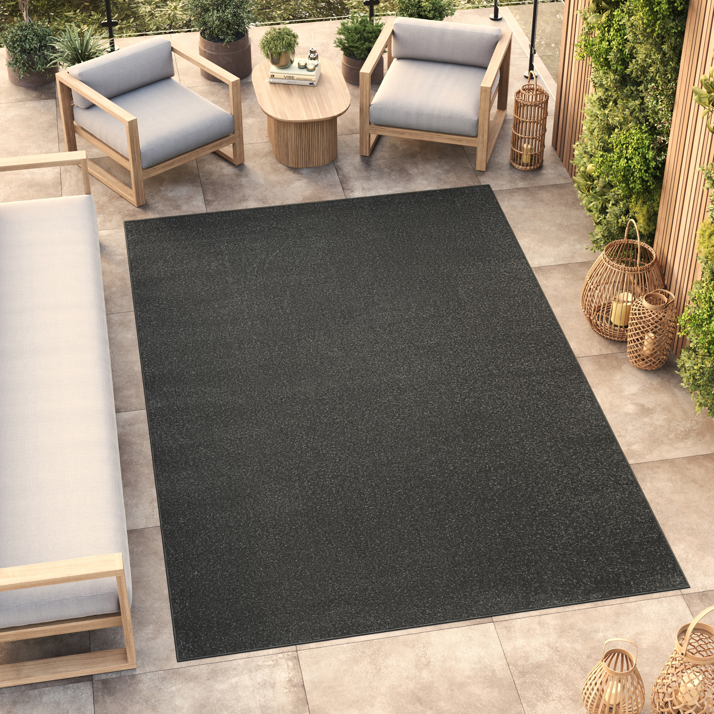 Teppich Mono Indoor Outdoor Dunkel Grau