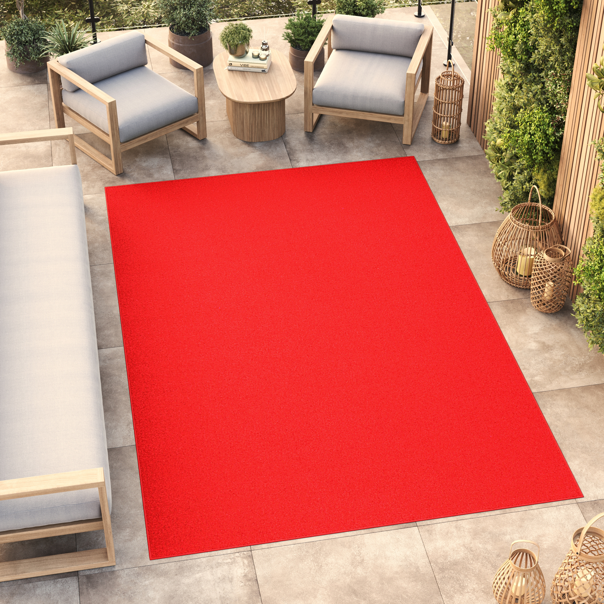Teppich Mono Indoor Outdoor Rot