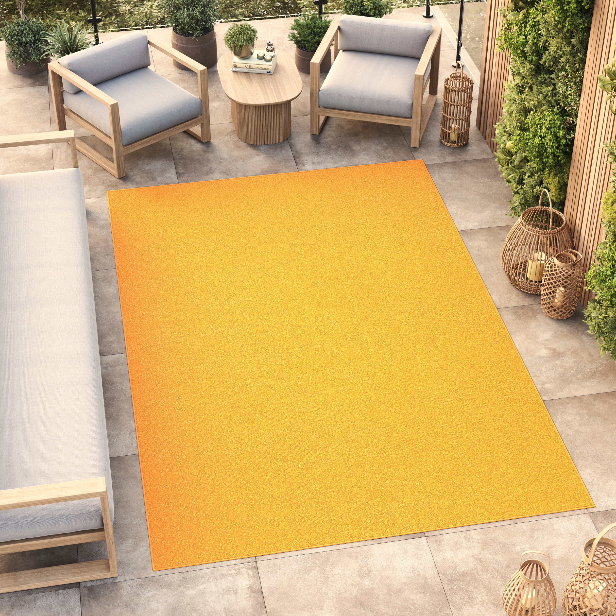 Teppich Mono Indoor Outdoor Gelb