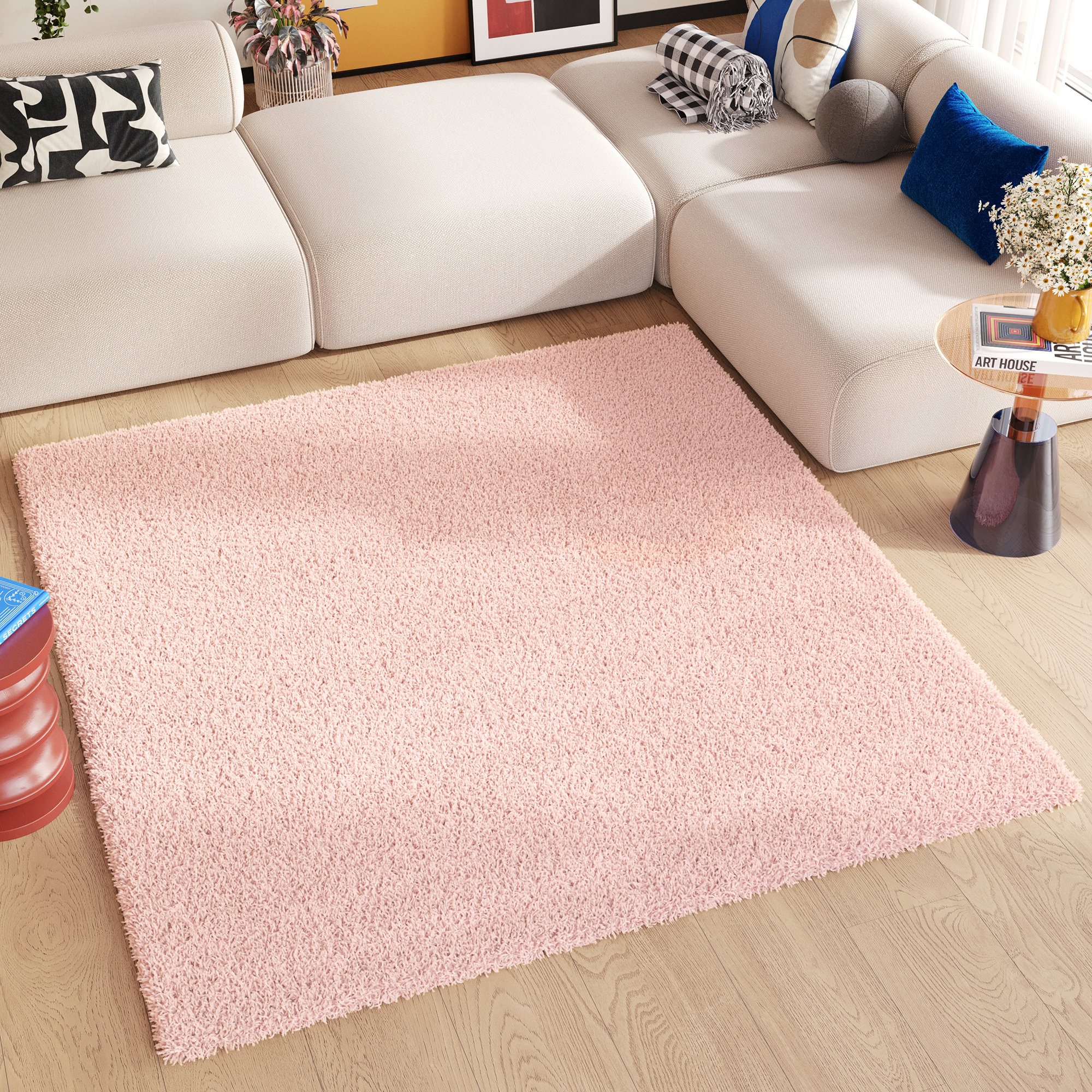 Teppich Essence Quadratisch Shaggy Rosa