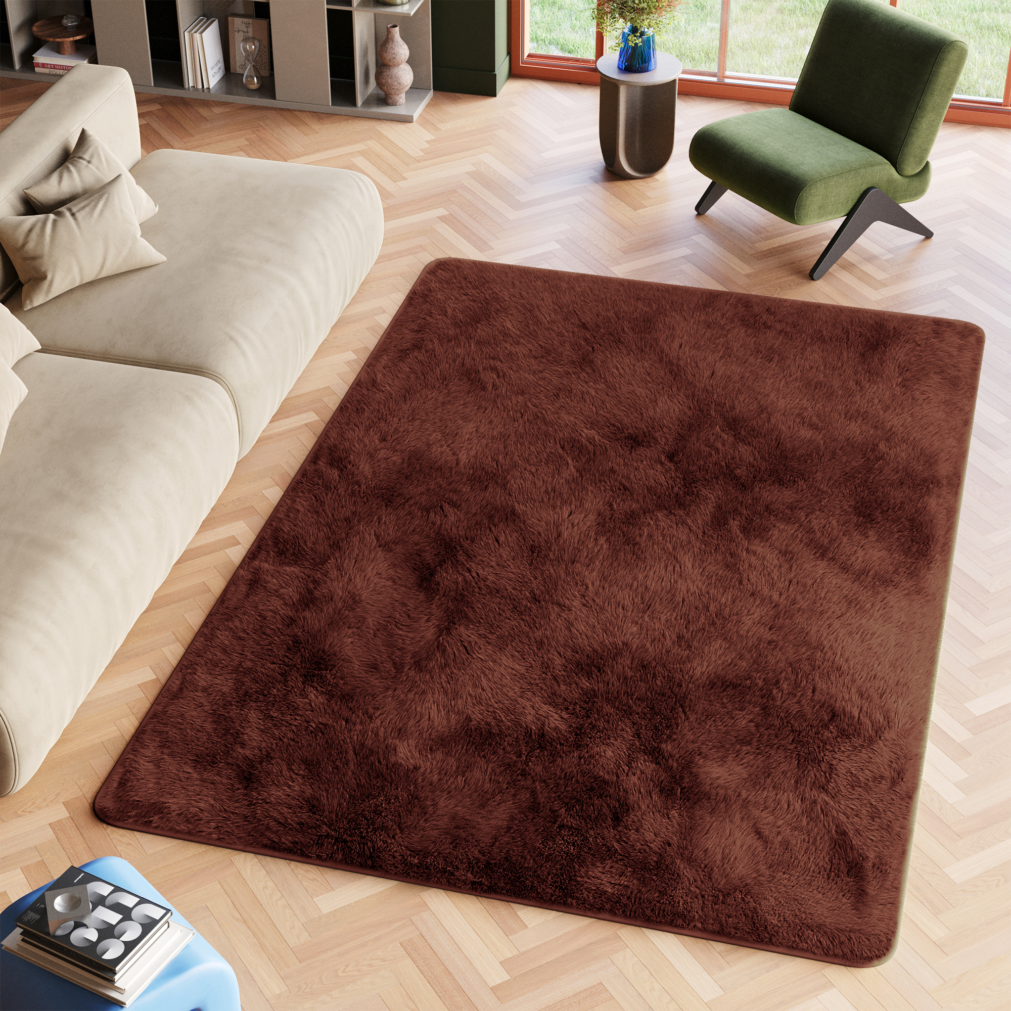 Teppich Silk Braun Rutschfest Shaggy
