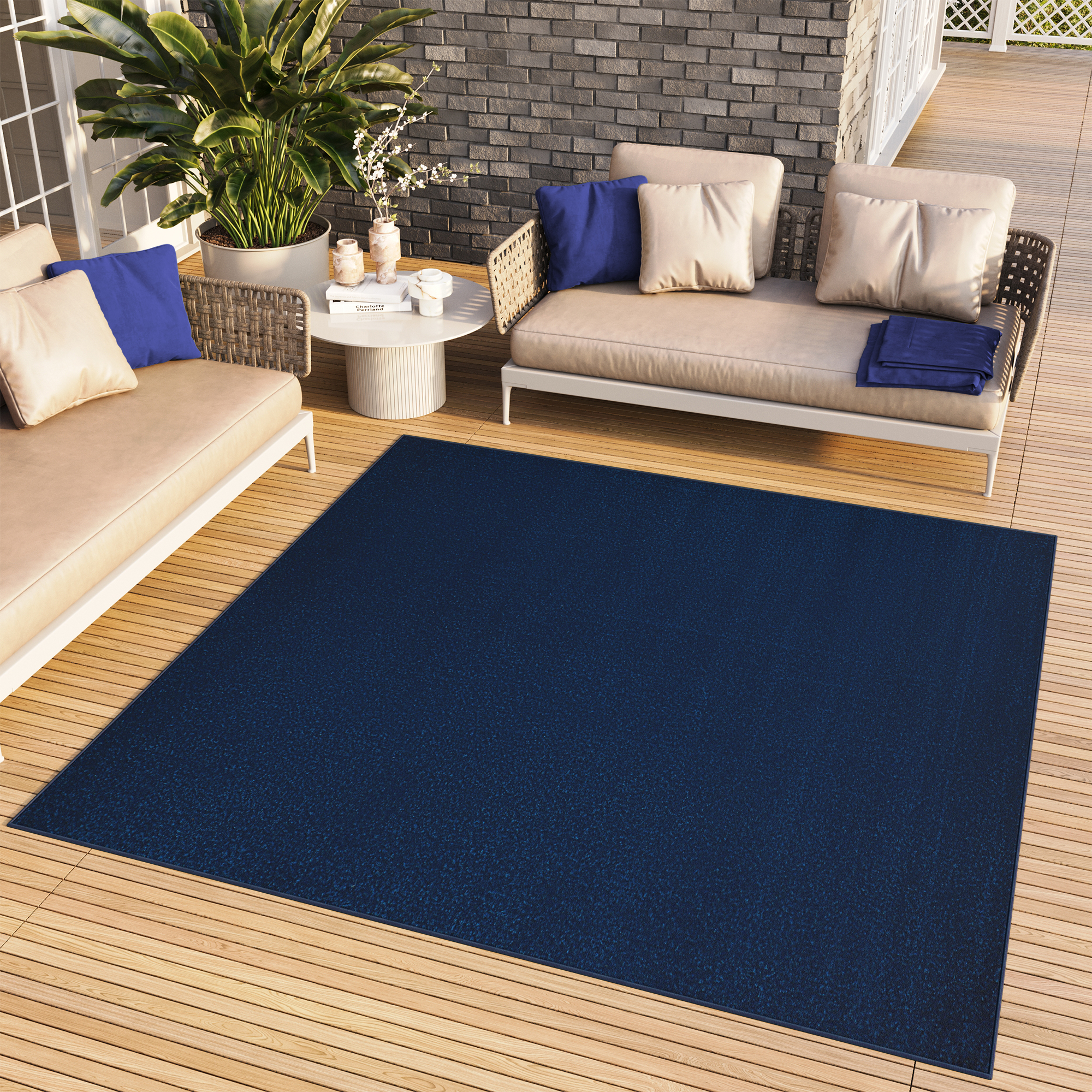 Teppich Mono Quadrat Indoor Outdoor Dunkelblau