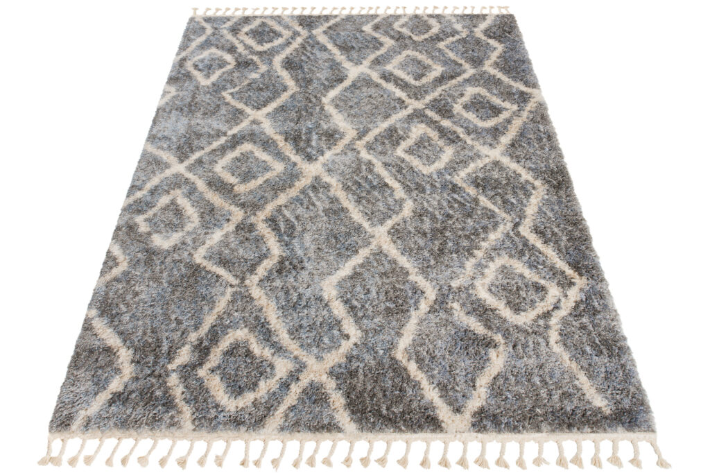 Teppich Versay Dunkelgrau Creme Zick-Zack mit Fransen