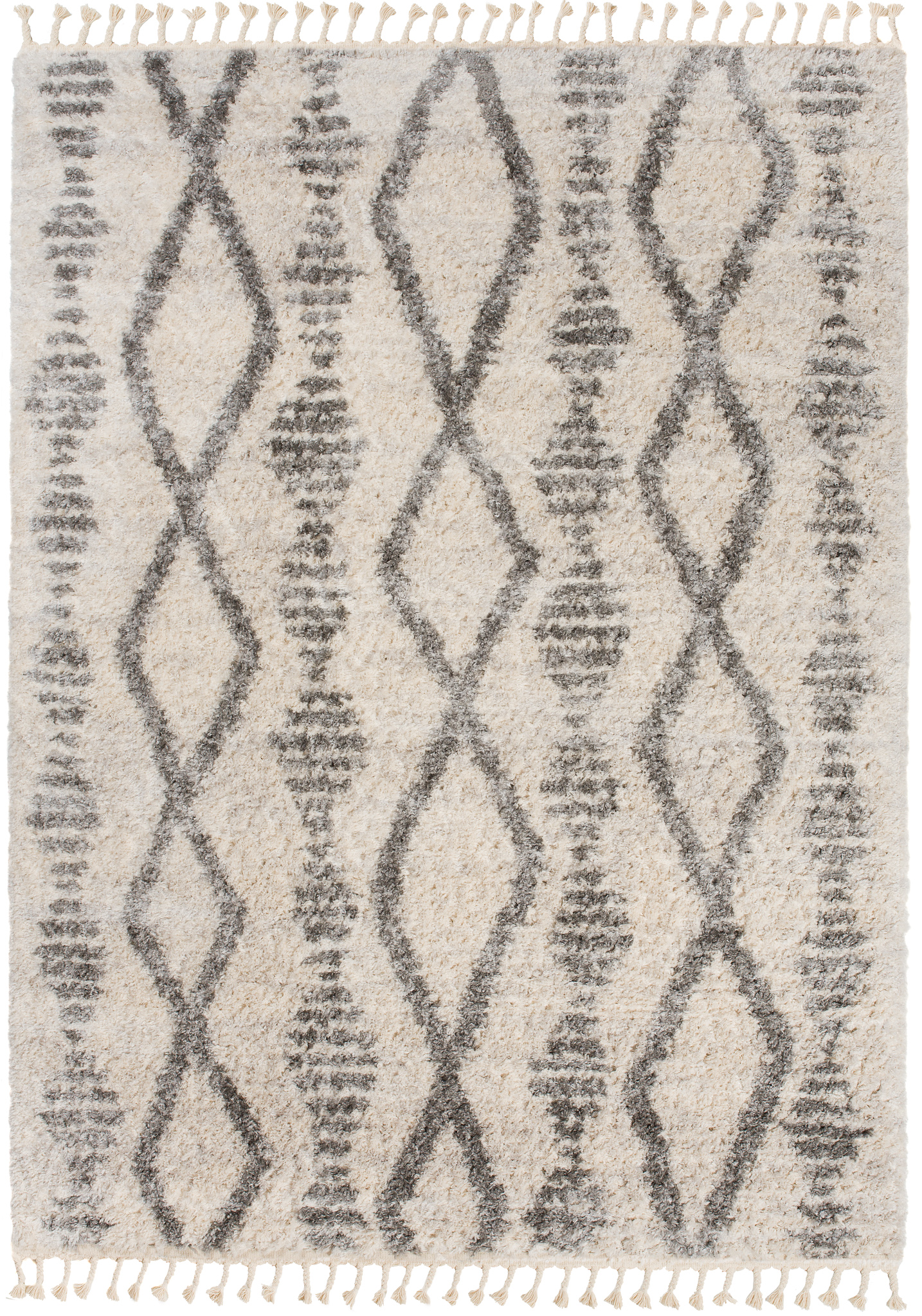 Teppich Versay Creme Aztec mit Fransen
