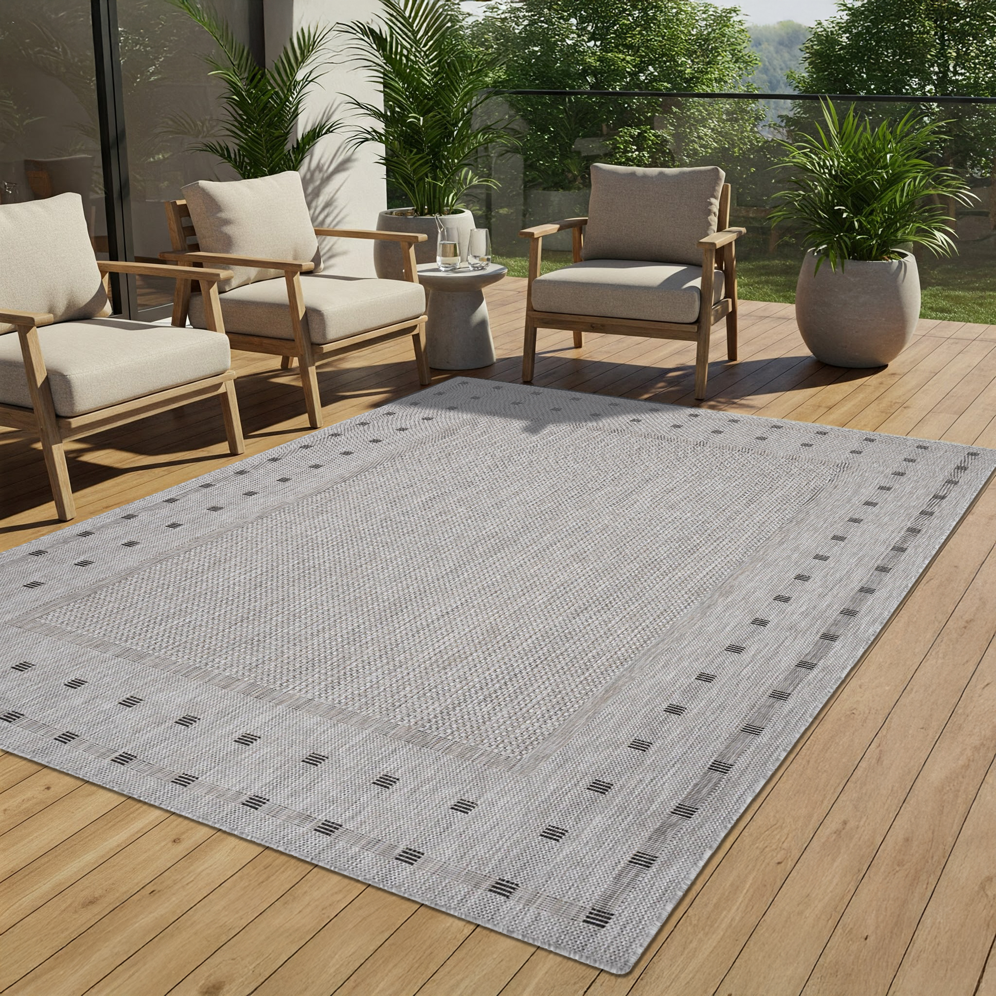 Teppich Melissa Grau Rahmen Indoor Outdoor