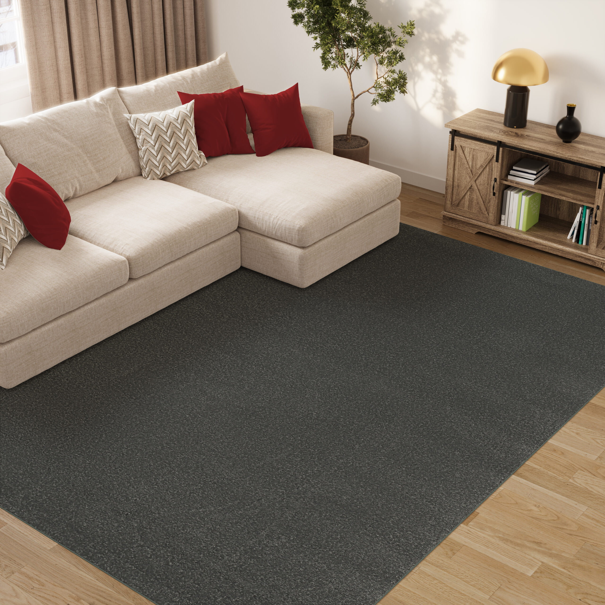 Teppich Mono Indoor Outdoor Dunkel Grau