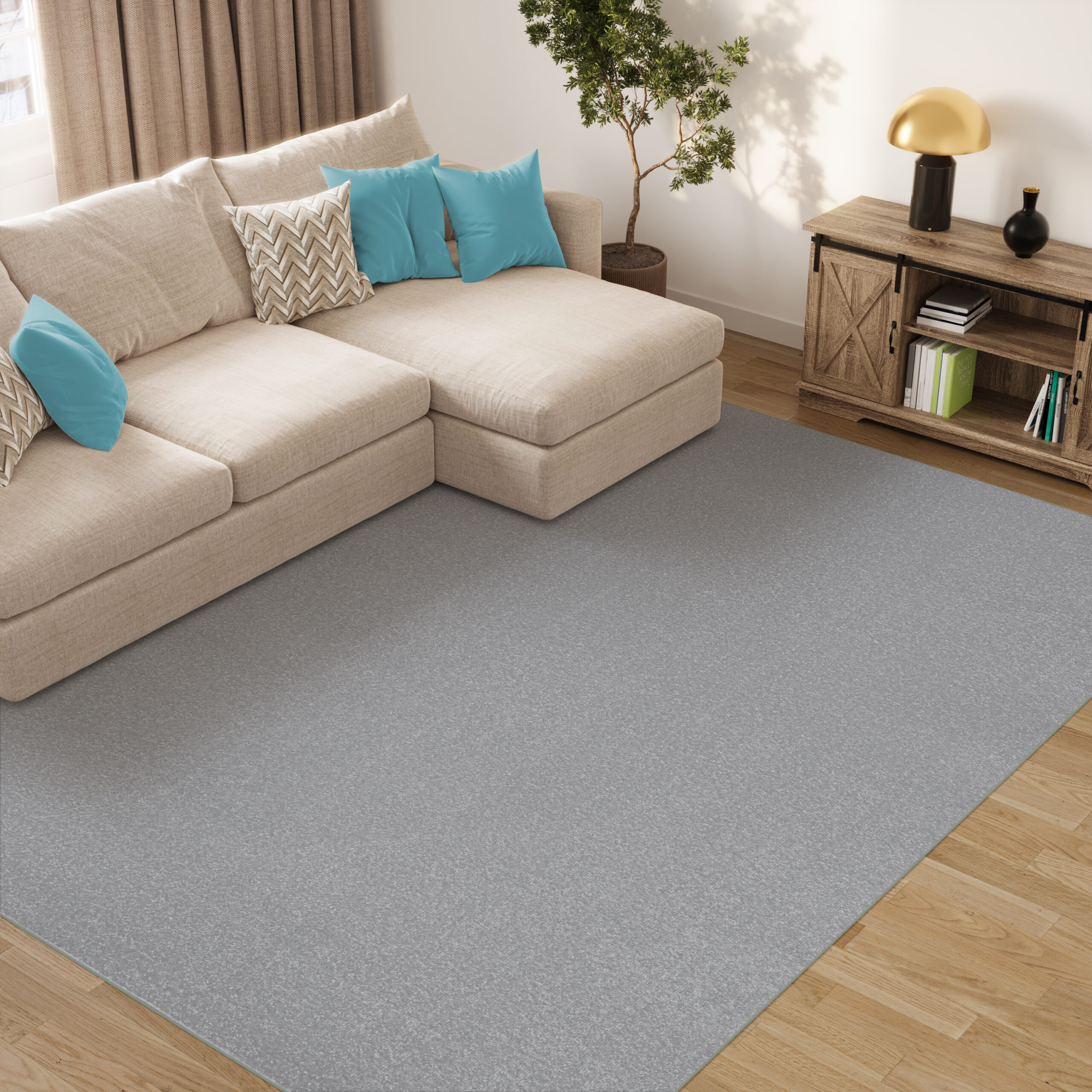 Teppich Mono Indoor Outdoor Hell Grau