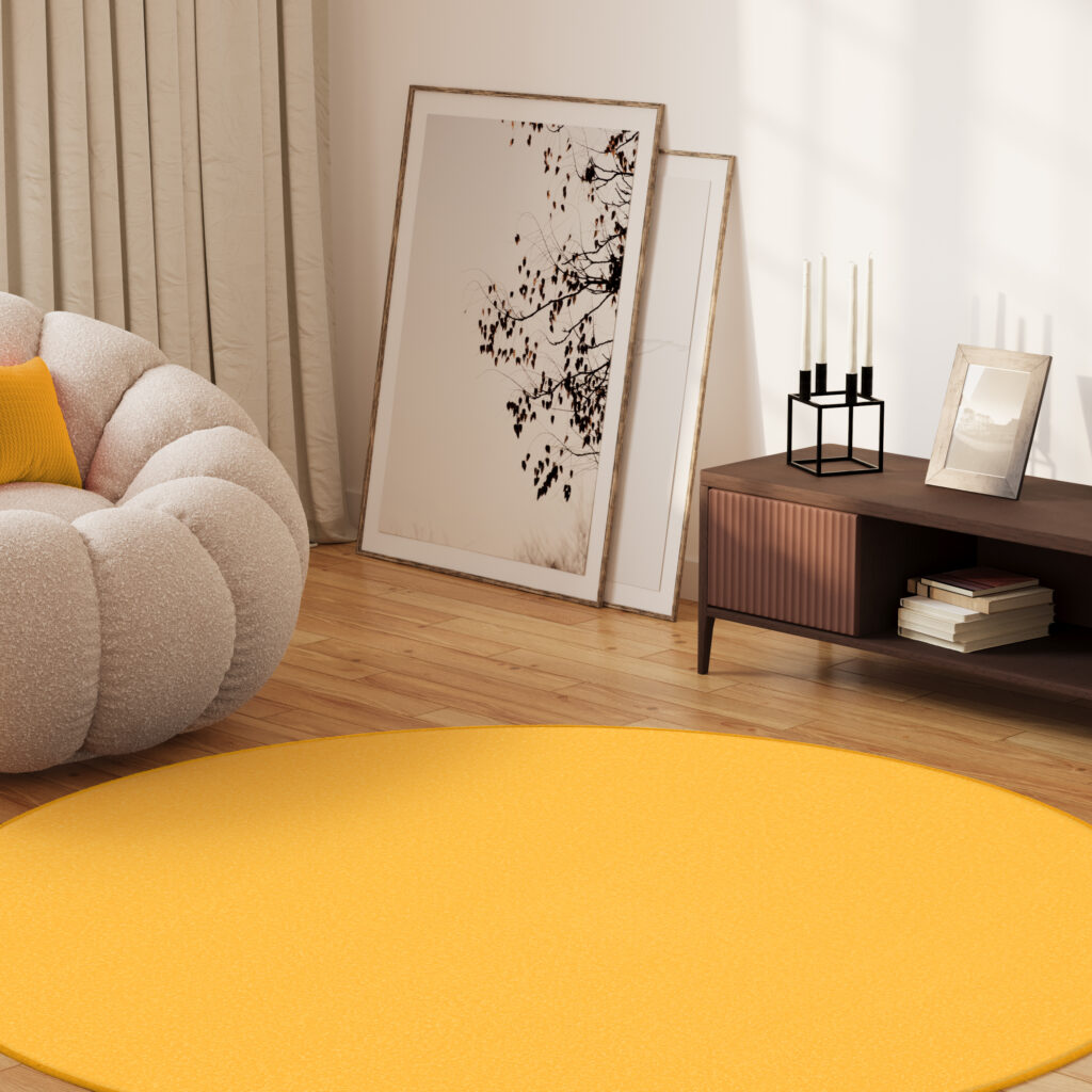 Teppich Mono Rund Indoor Outdoor Gelb