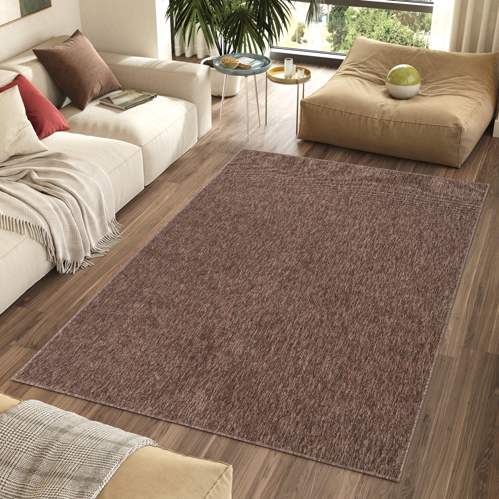 Teppich Nizza Braun Melange Rutschfest