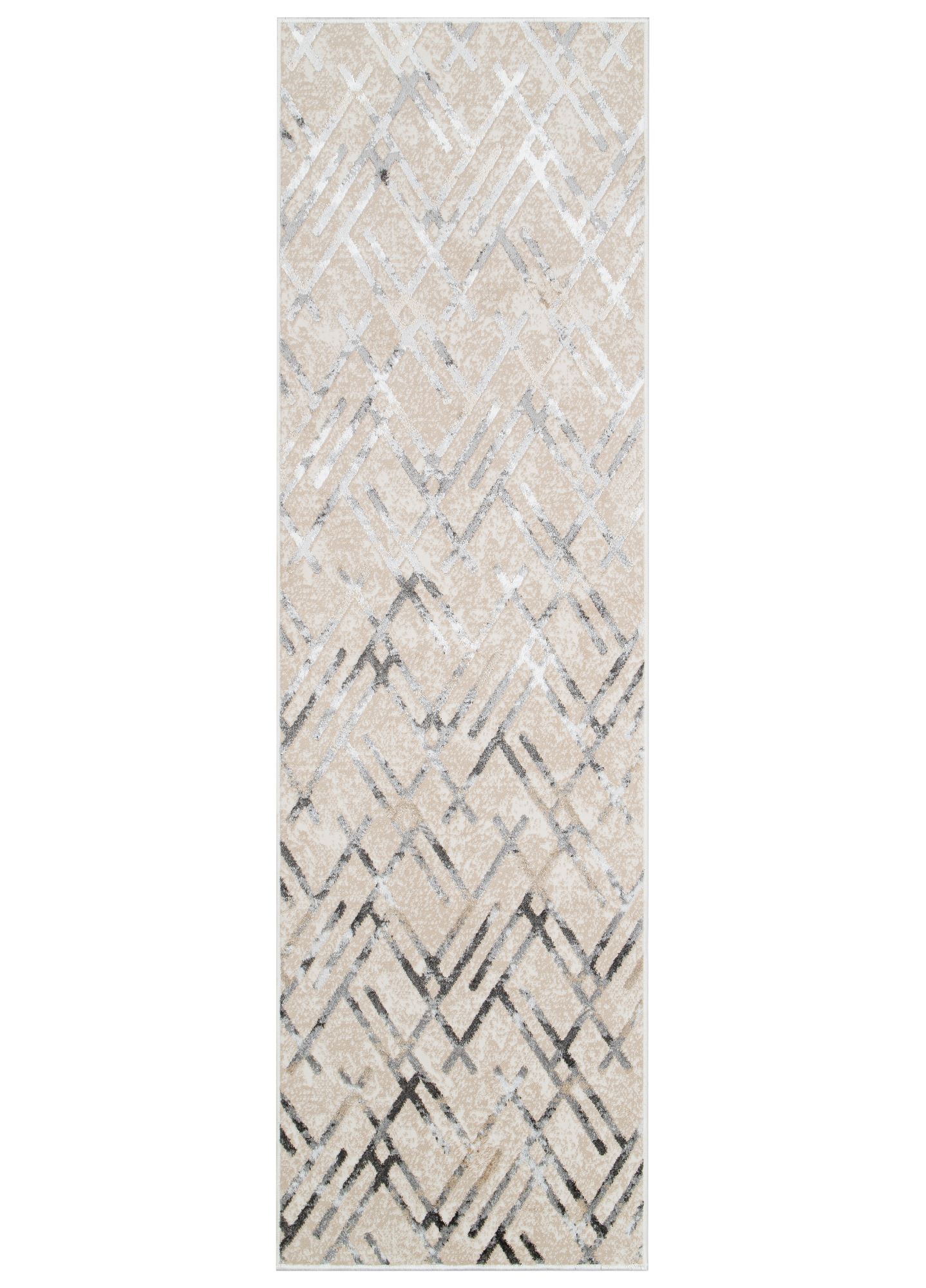 Teppichläufer Crystal Grau Beige Rauten Meterware