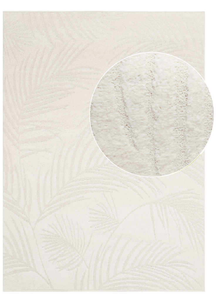 Teppich Terra Creme Palmblätter