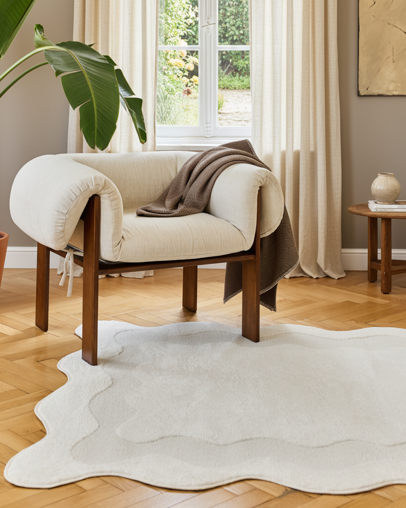 Teppich Terra Creme Welle Unregelmäßige Form