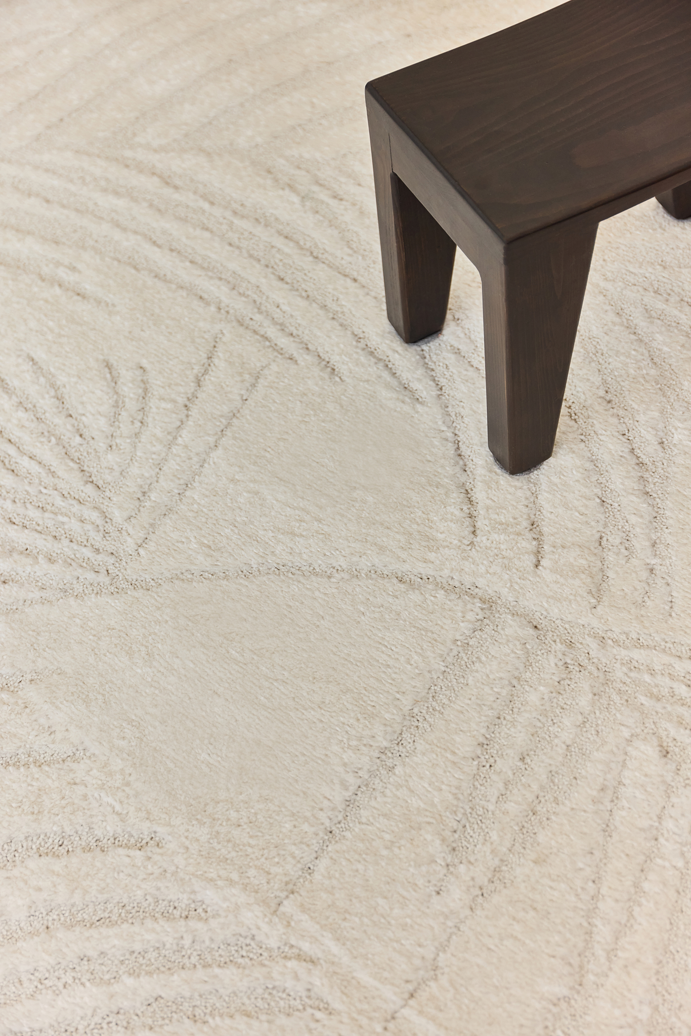 Teppich Terra Creme Palmblätter
