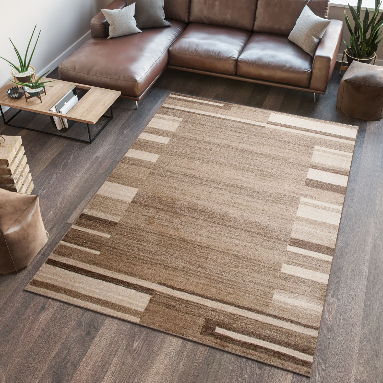Teppich Sari Dunkel Beige Rahmen