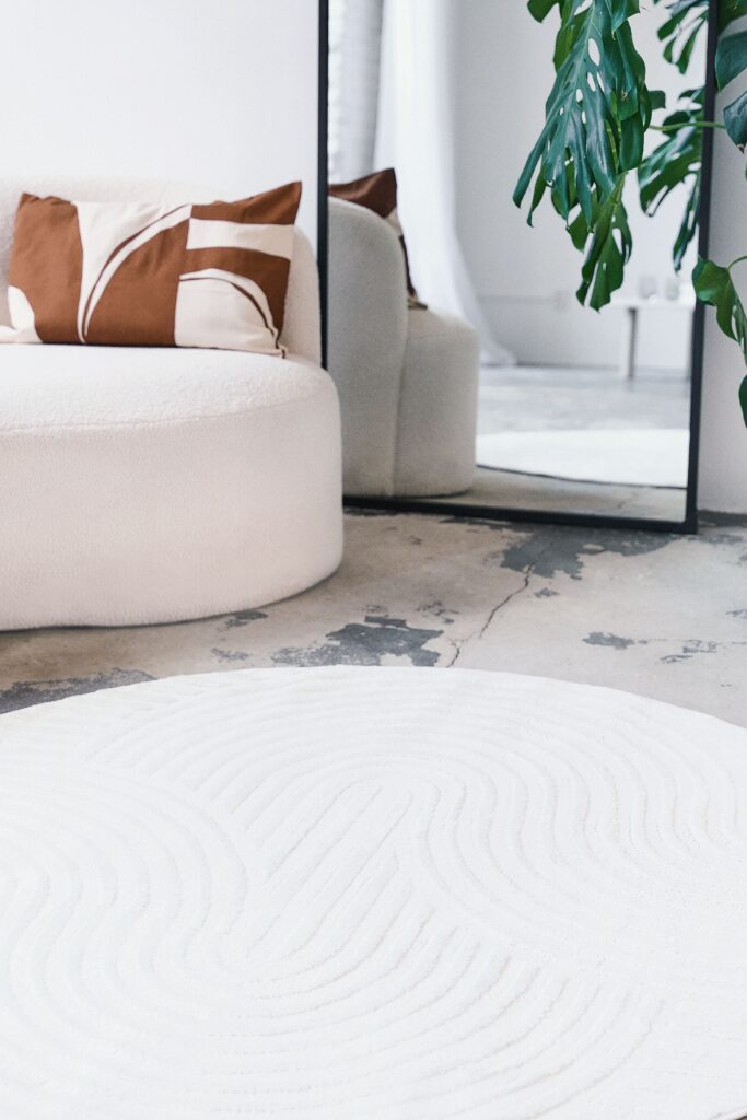 Teppich Hygge Rund Gebrochenes Weiß Modern