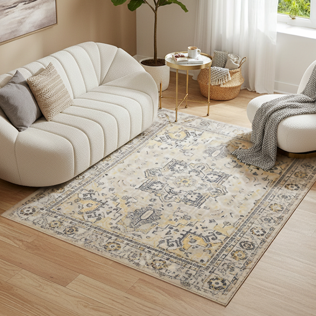 Teppich Ash Beige Grau Vintage Rutschfest