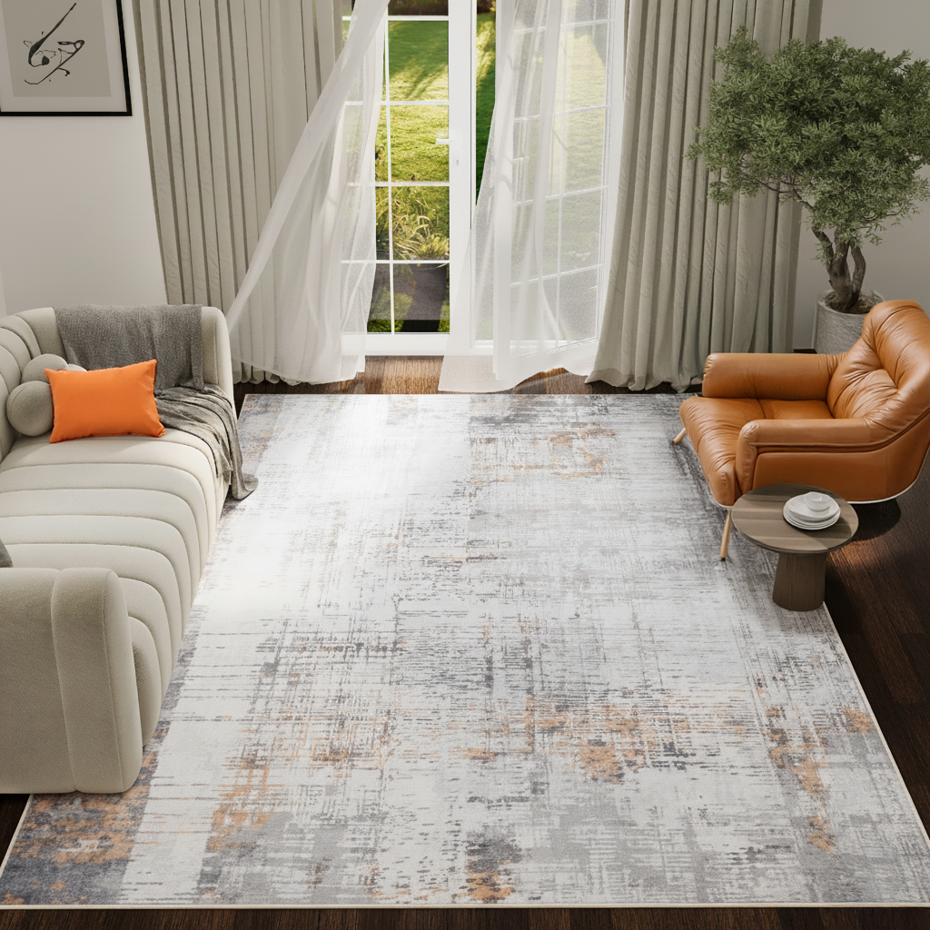 Teppich Ash Grau Rostfarben Rutschfest