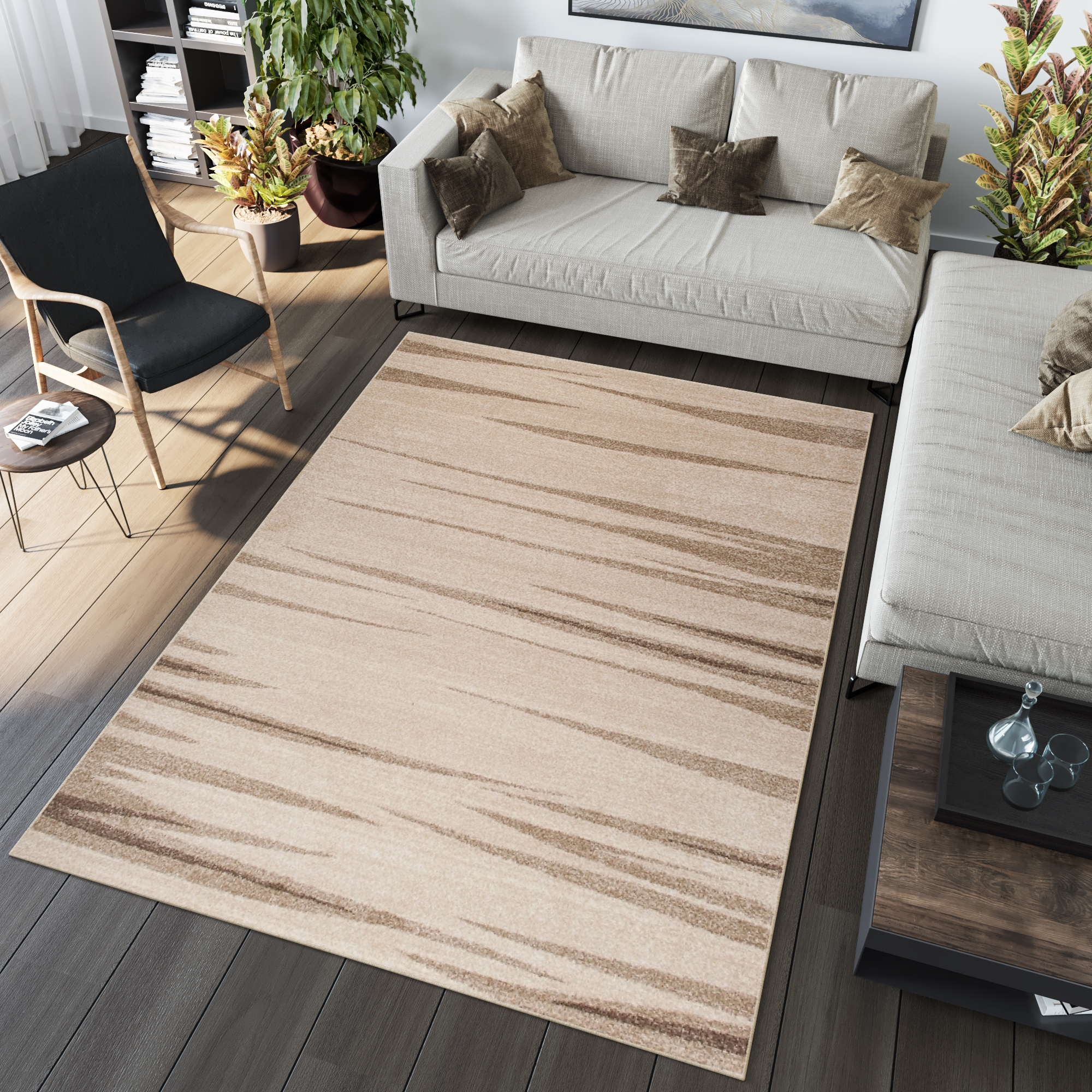 Teppich Sari Beige Gestreift