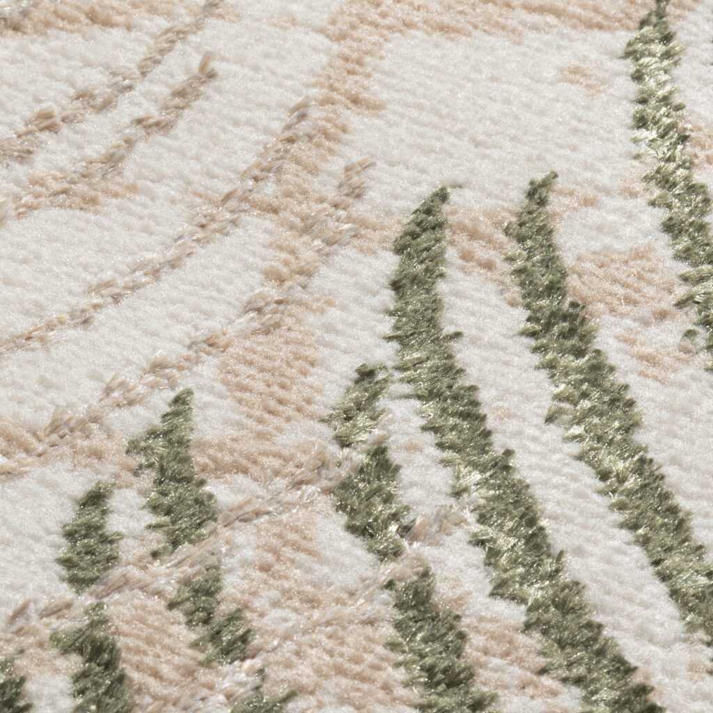 Teppichläufer Crystal Beige Grün Blätter