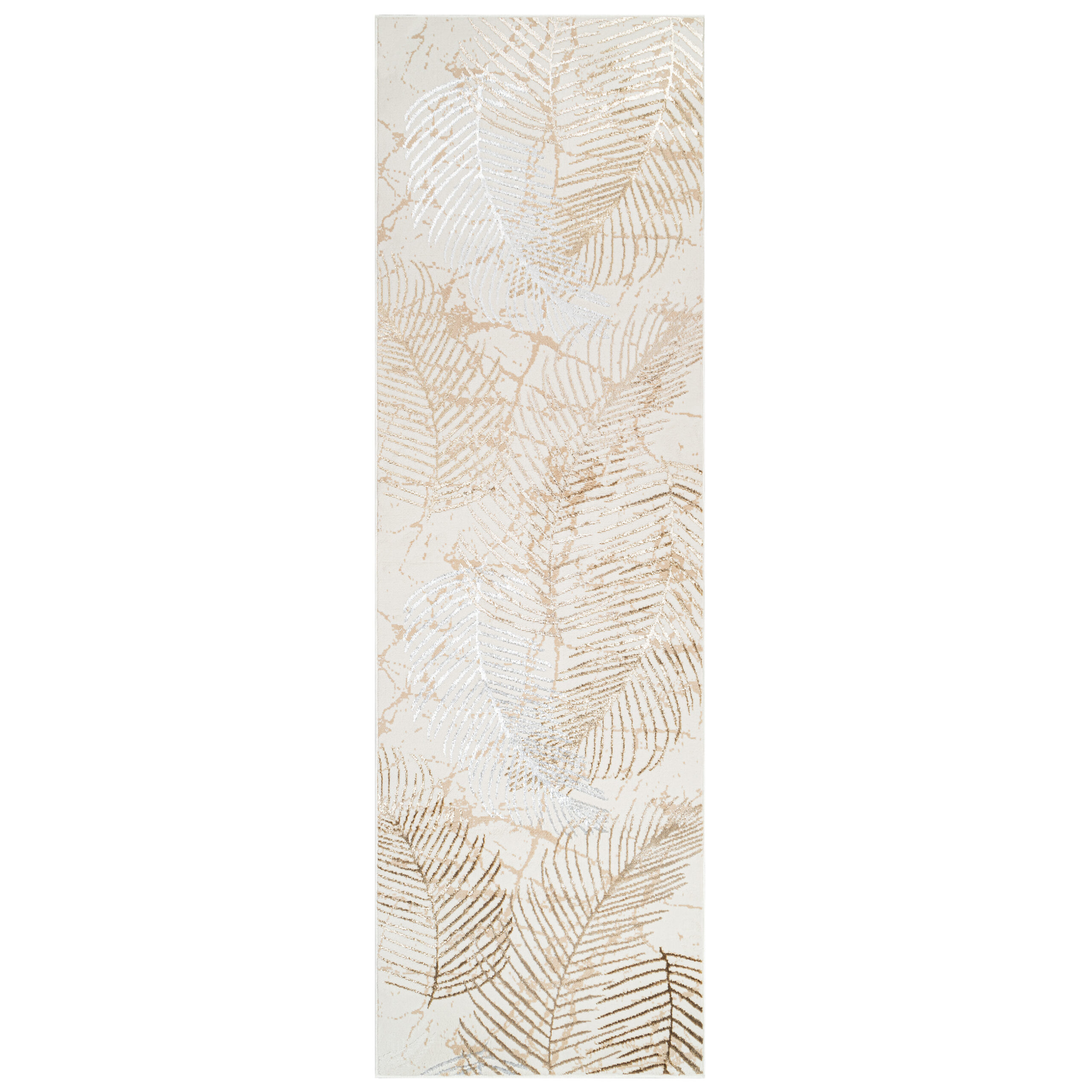 Teppichläufer Crystal Beige Braun Blätter