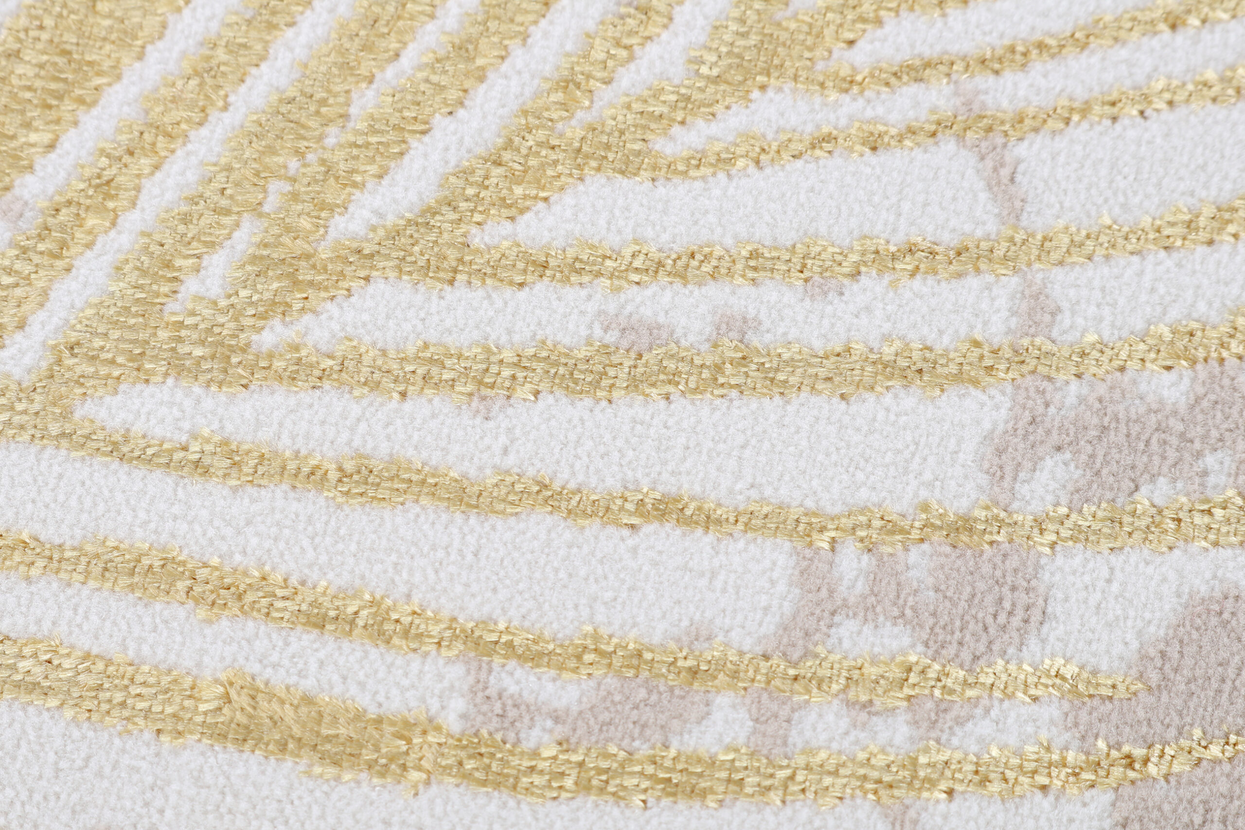Teppich Crystal Rund Gold Braun Creme Blätter