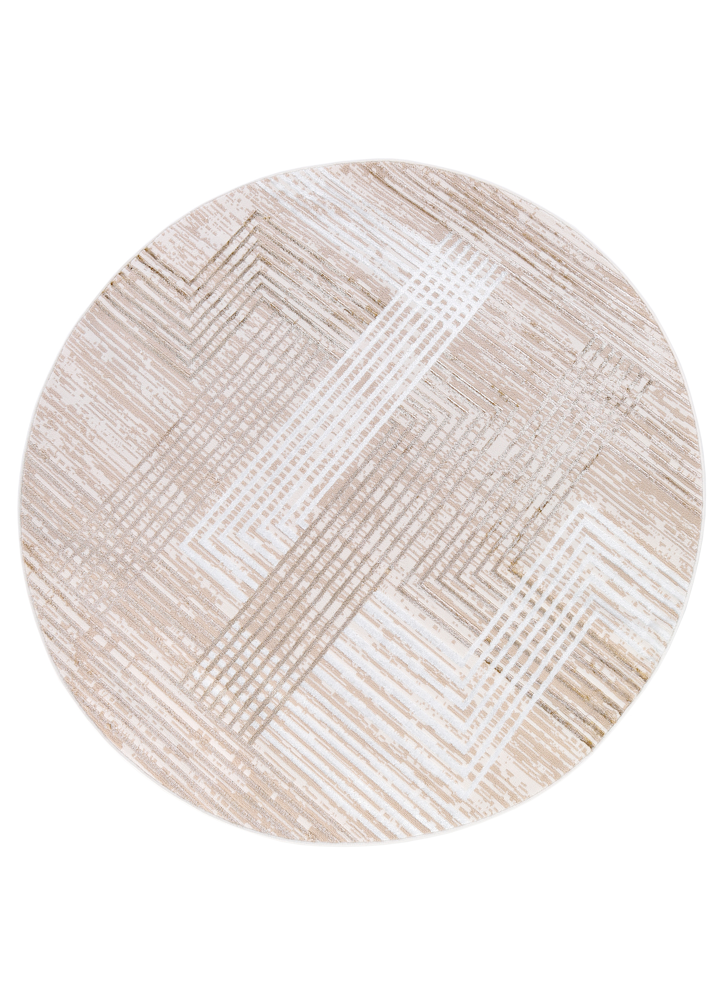 Teppich Crystal Rund Beige Braun Creme Streifen
