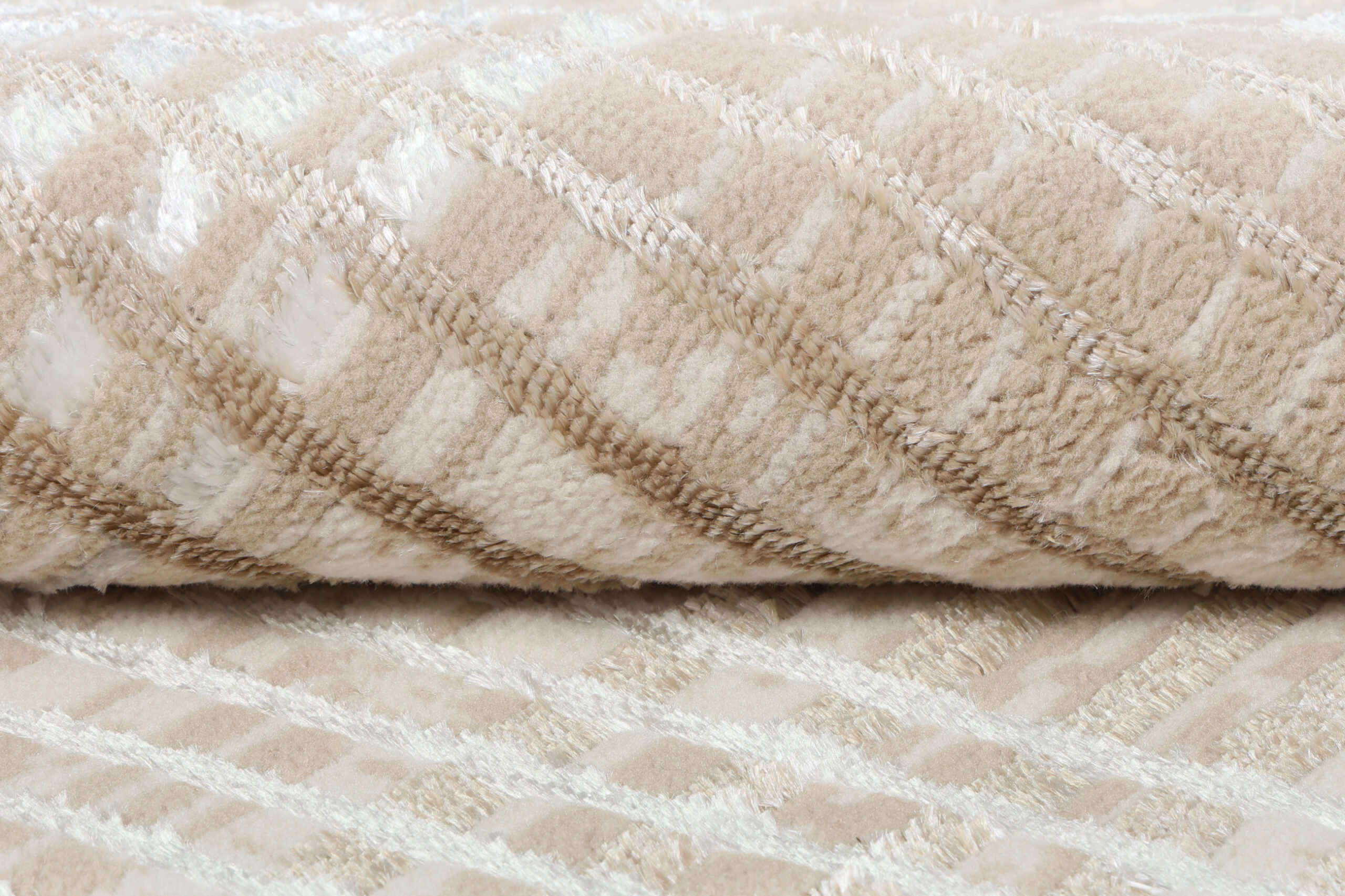 Teppich Crystal Rund Braun Beige Creme Streifen
