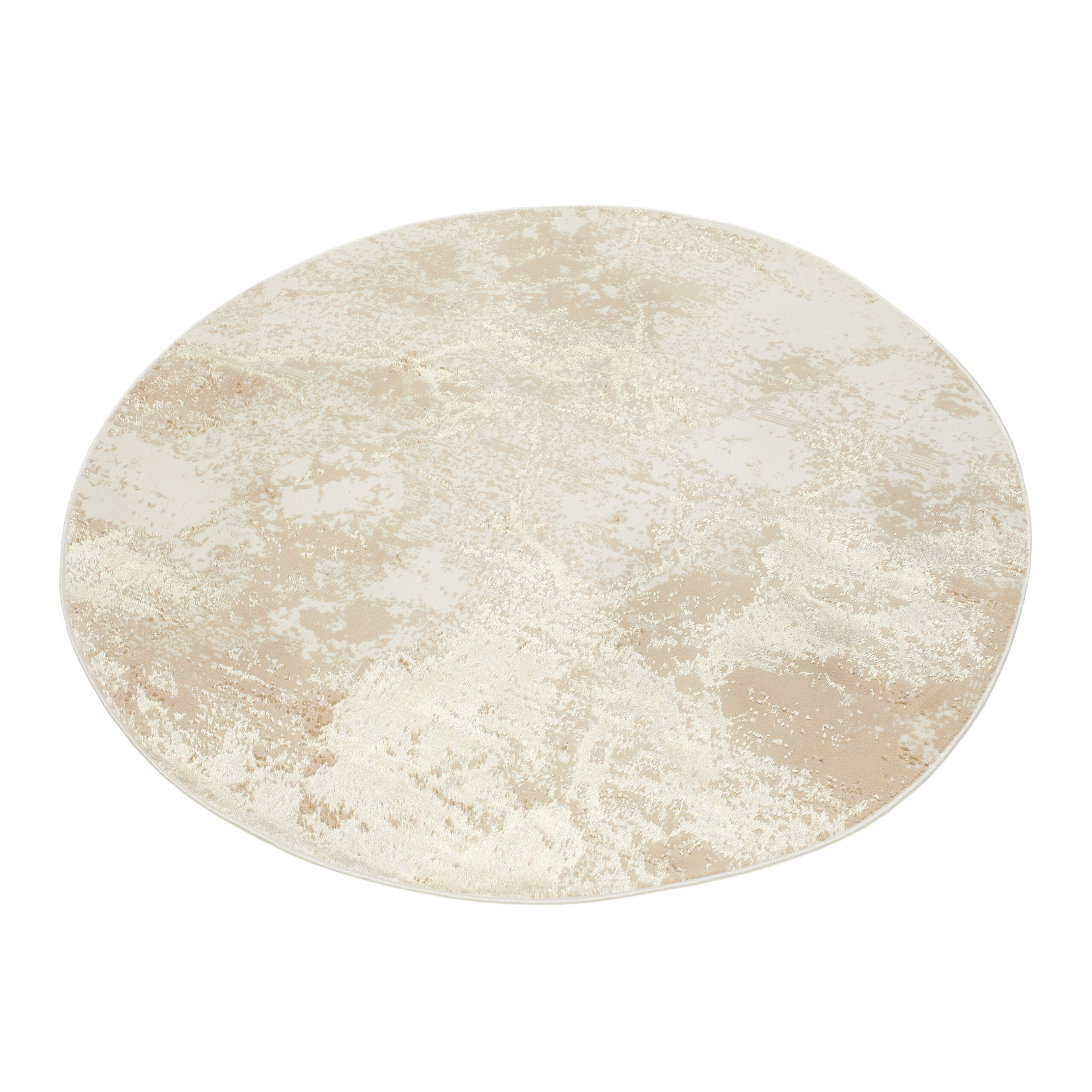 Teppich Crystal Rund Braun Beige Marmor