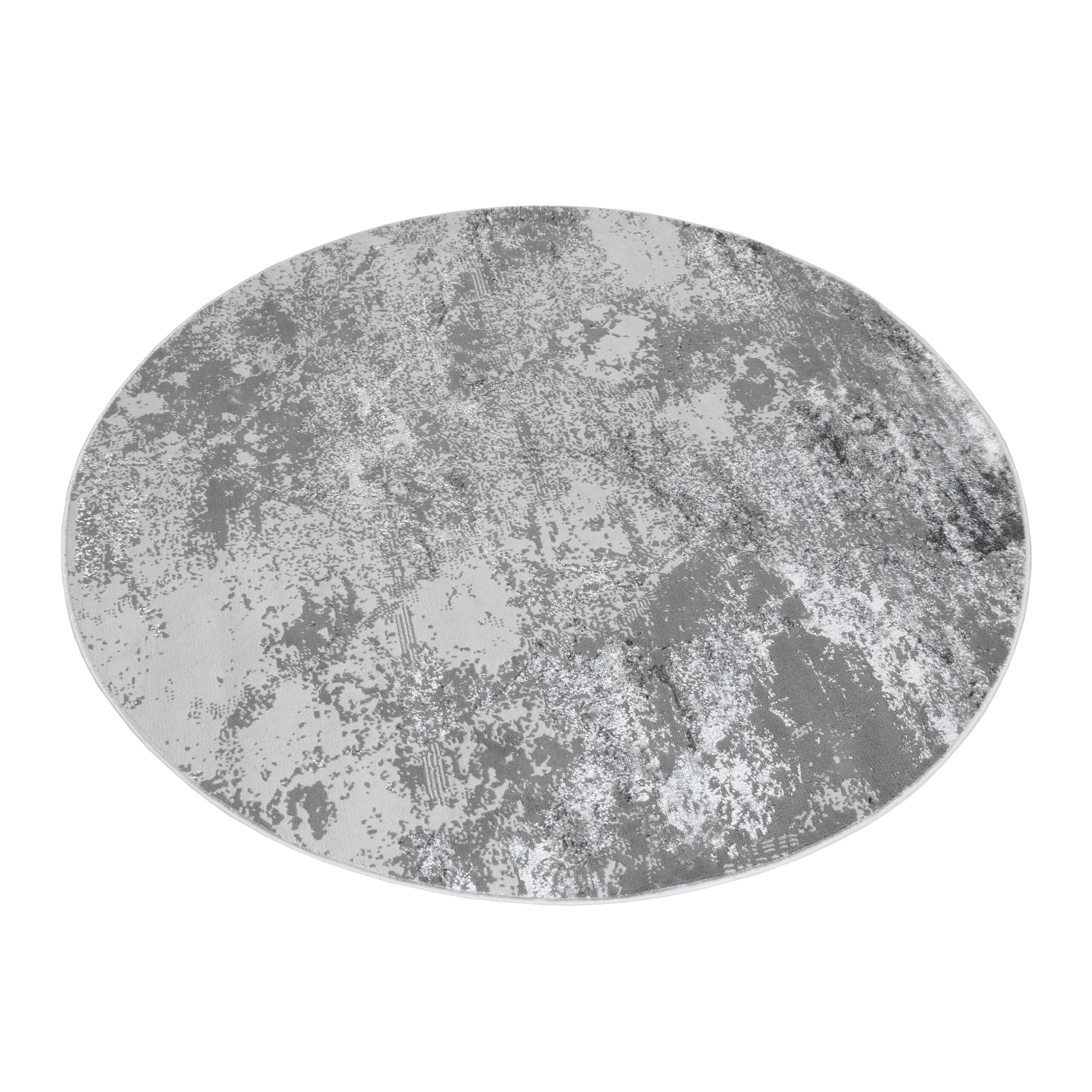 Teppich Crystal Rund Hellgrau Marmor