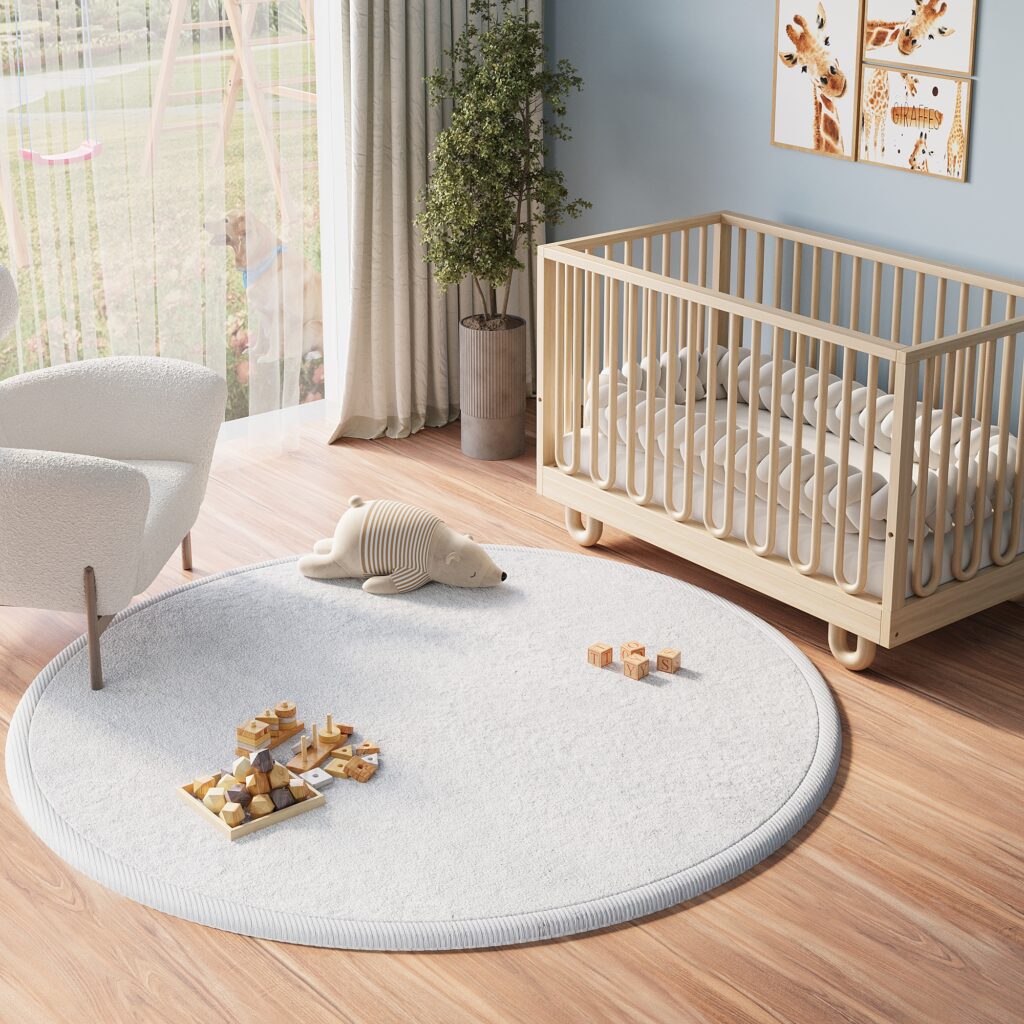 Kinderteppich Fluffin Rund Hellgrau
