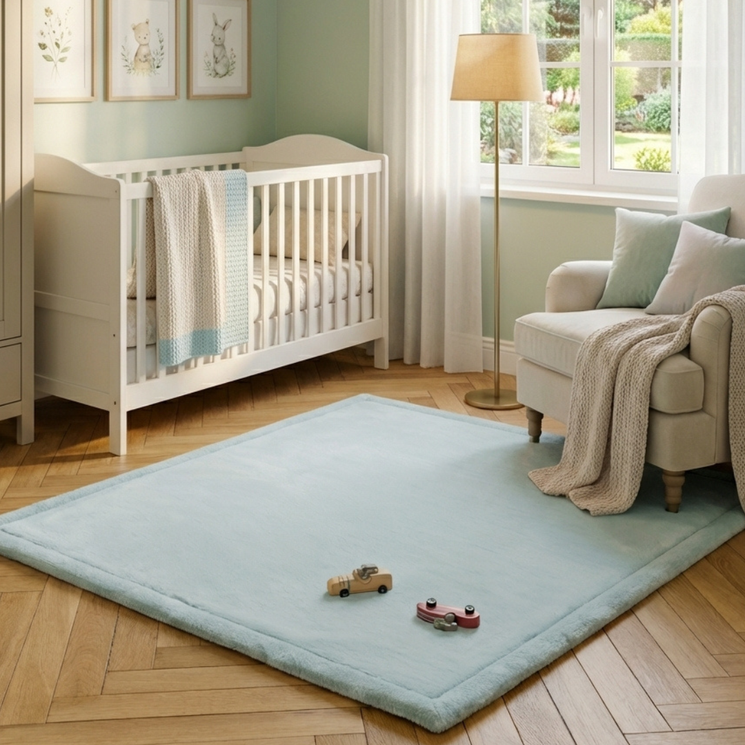 Kinderteppich Fluffin Quadratisch Blau