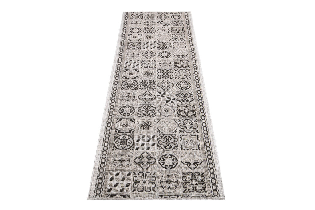 Teppichläufer Melissa Grau Schwarz Mosaik Indoor Outdoor