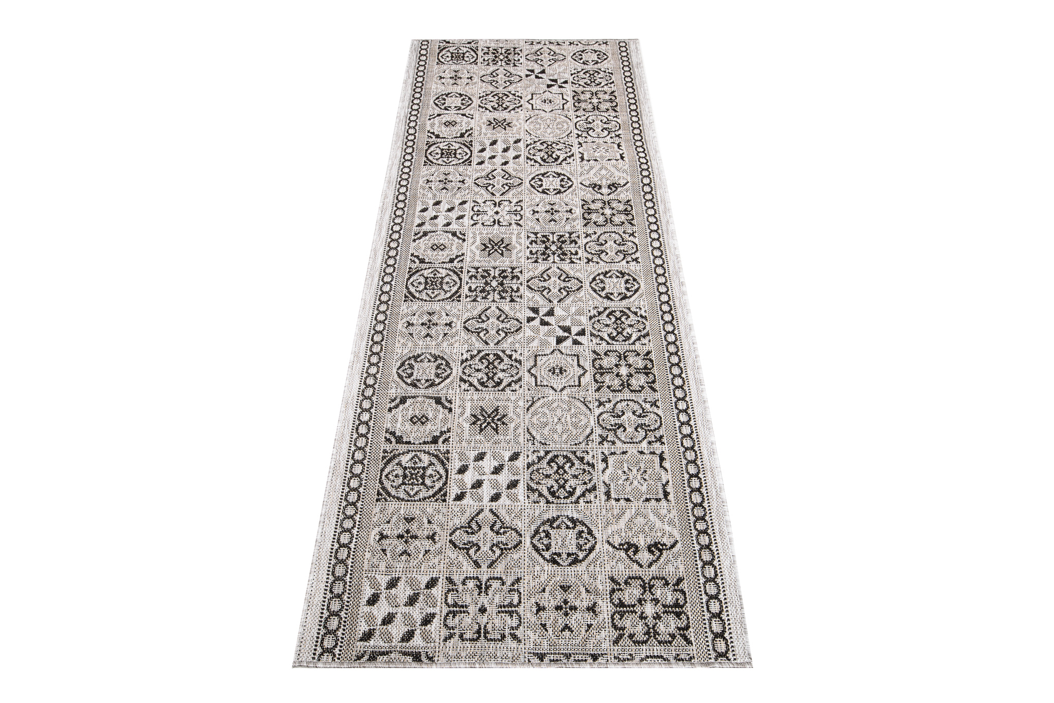 Teppichläufer Melissa Grau Schwarz Mosaik Indoor Outdoor