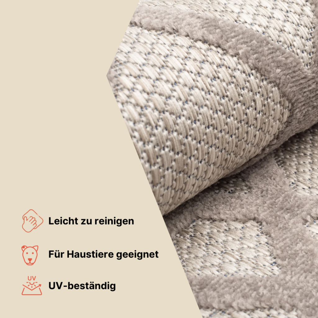 Teppich Outdoor Patio Grau Blau Streifen