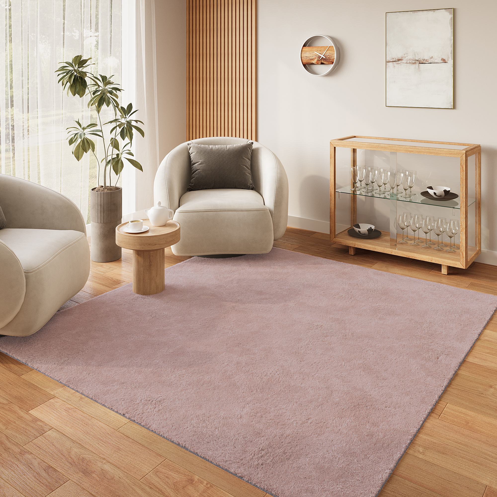 Teppich Lumi Quadratisch Rosa Rutschfest