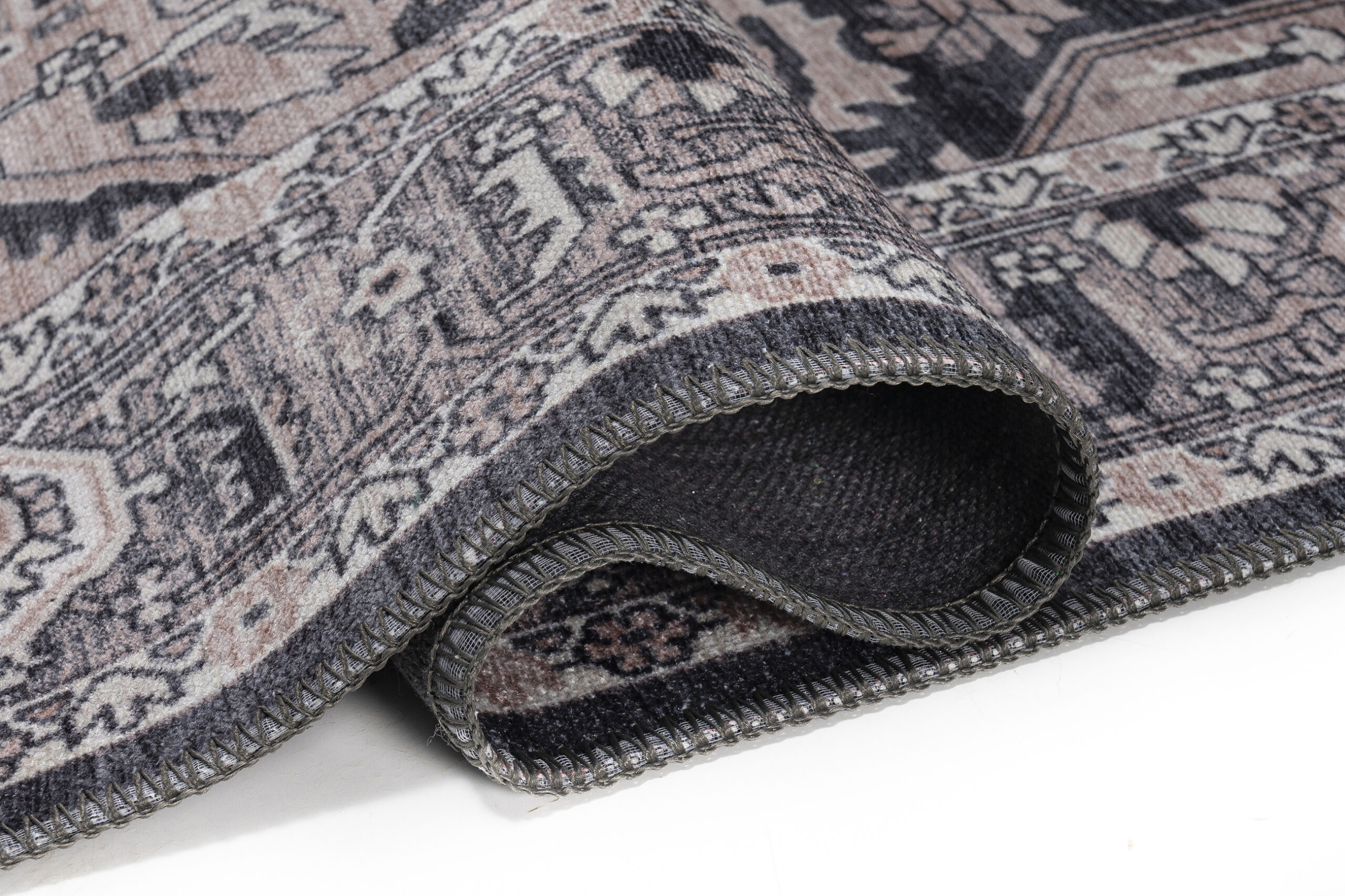 Teppich Dubai Marineblau Rosette Rutschfest