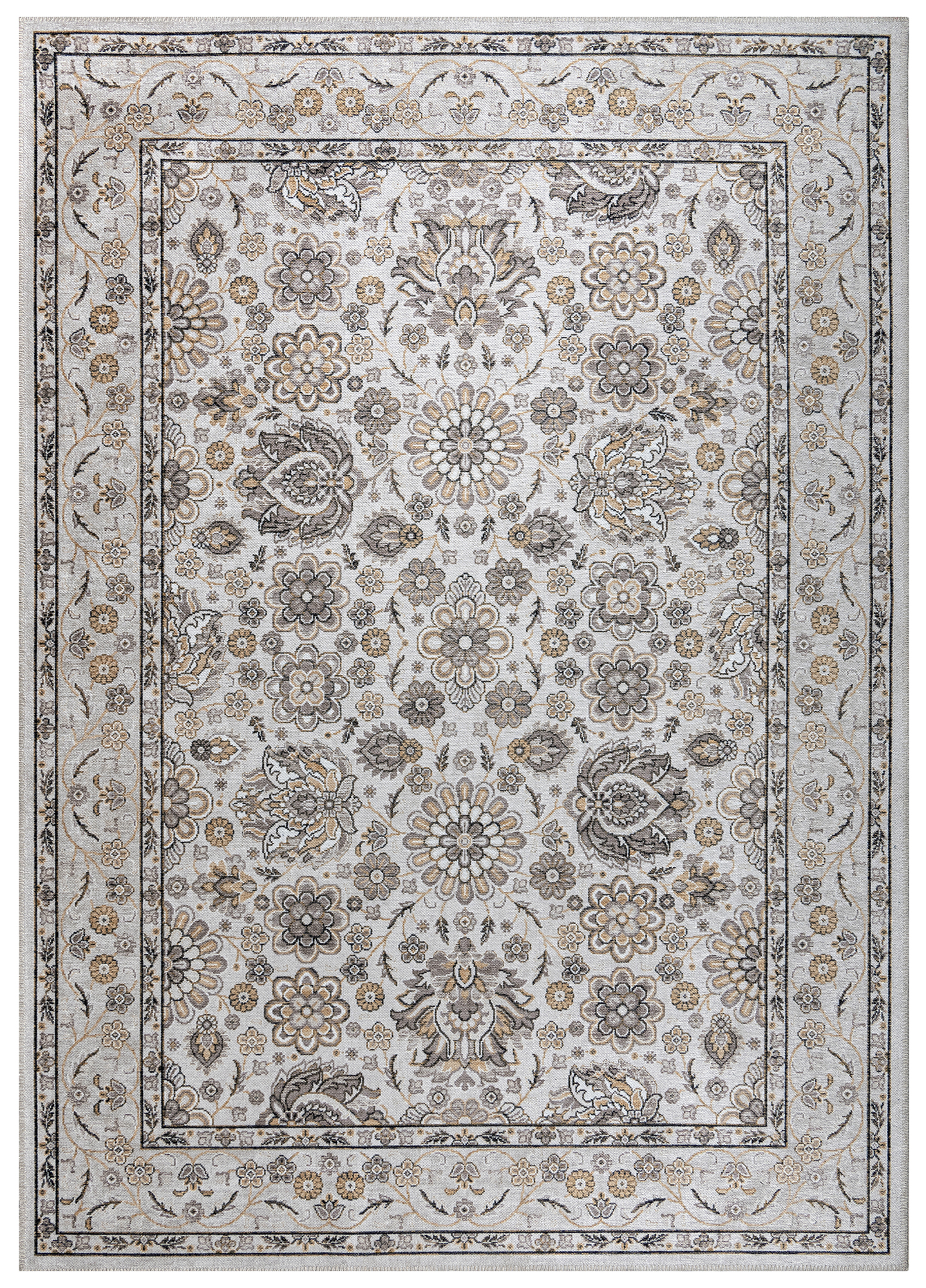 Teppich Dubai Beige Blumenmotiv Rutschfest