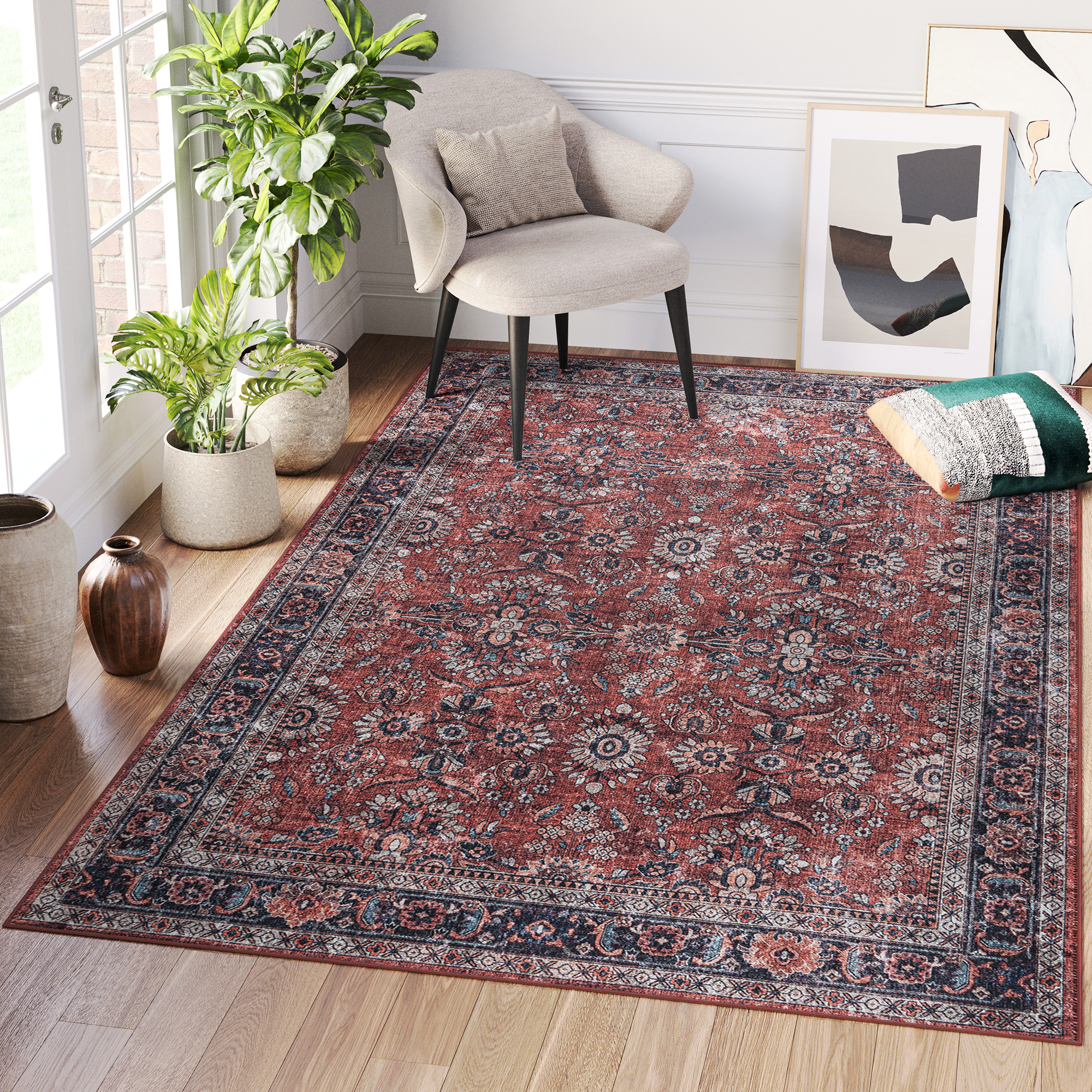 Teppich Dubai Rot Ornamente Rutschfest