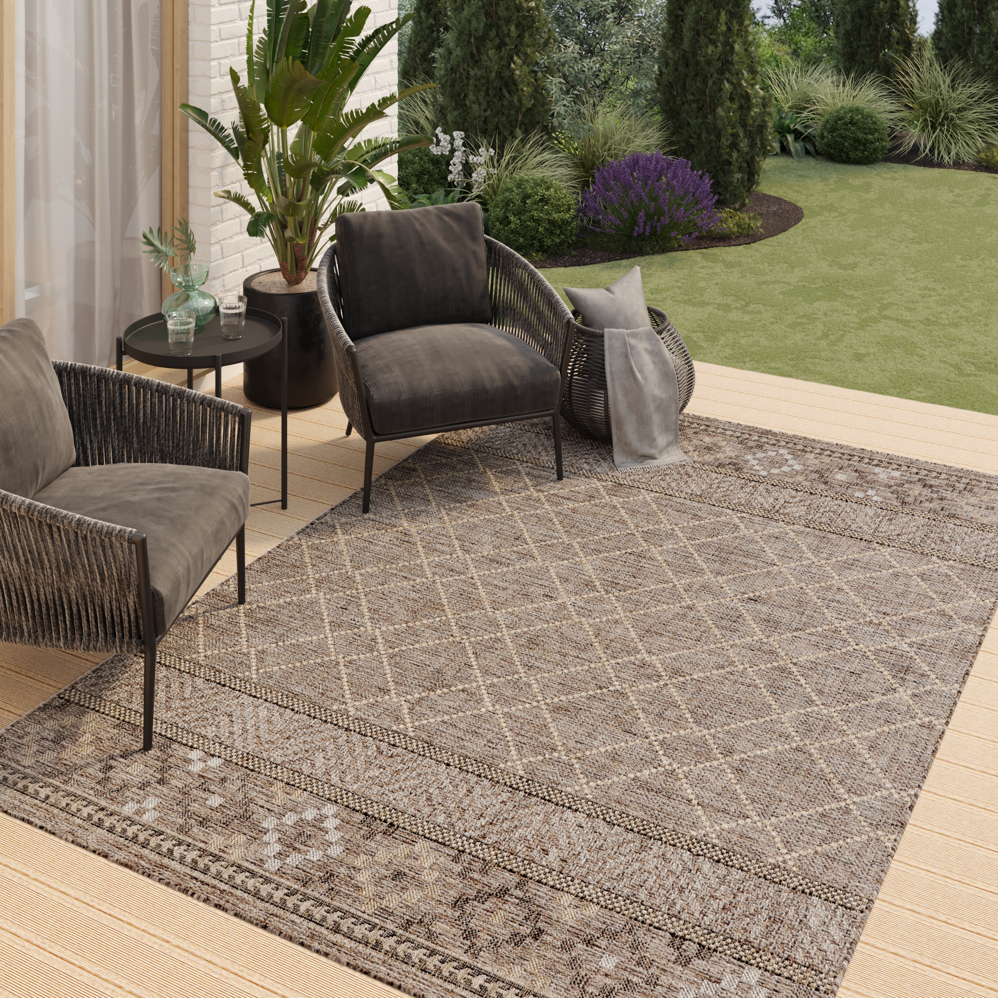 Teppich Outdoor Melissa Braun Geometrisch