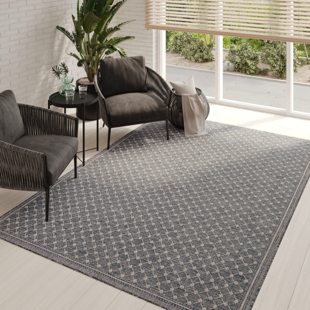 Teppich Outdoor Melissa Blau Rauten