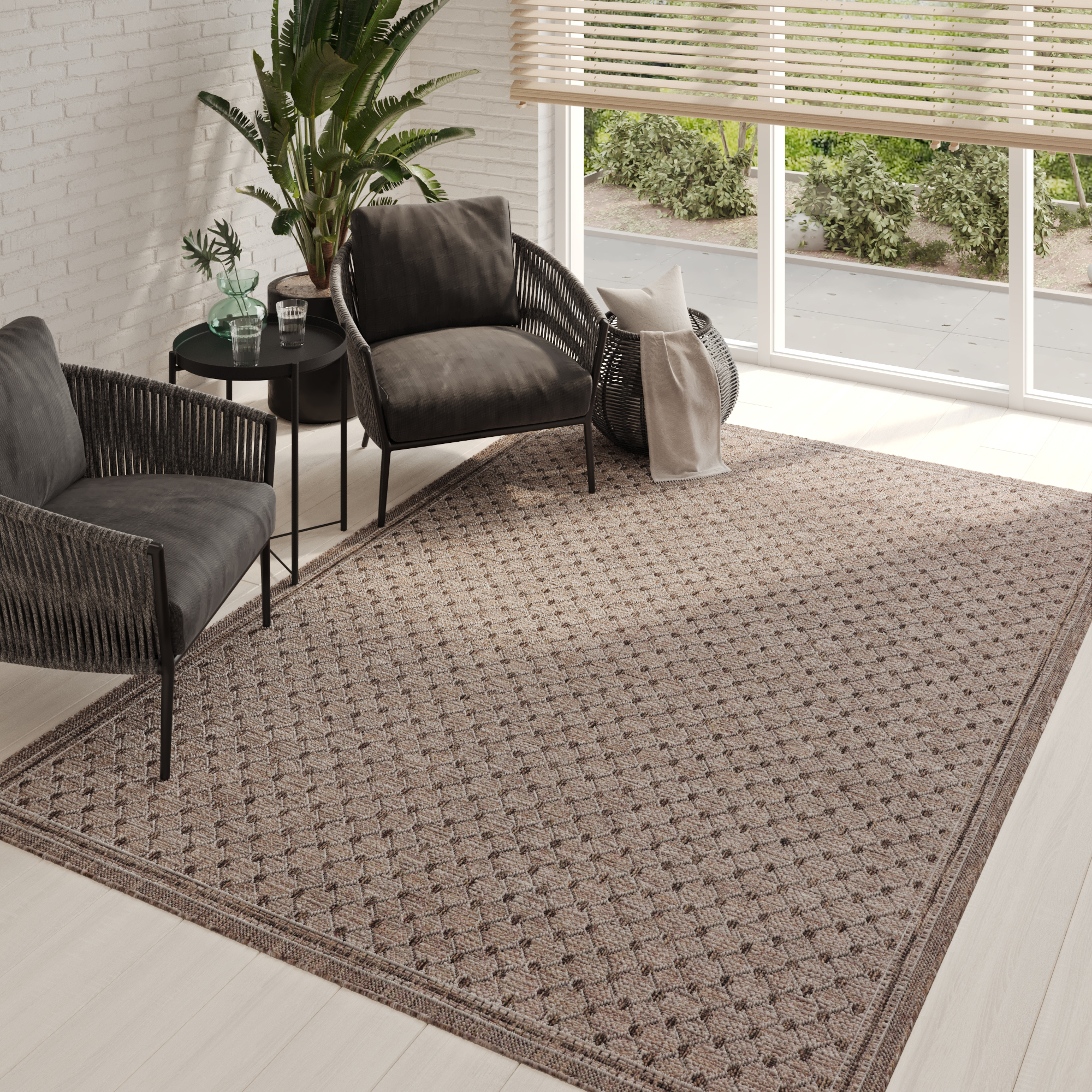 Teppich Outdoor Melissa Braun Rauten