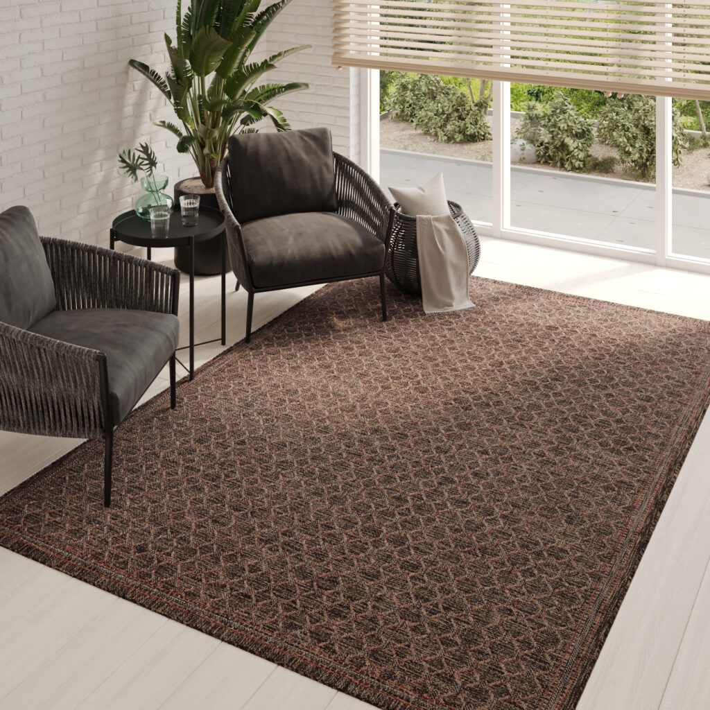 Teppich Outdoor Melissa Dunkelbraun Rauten