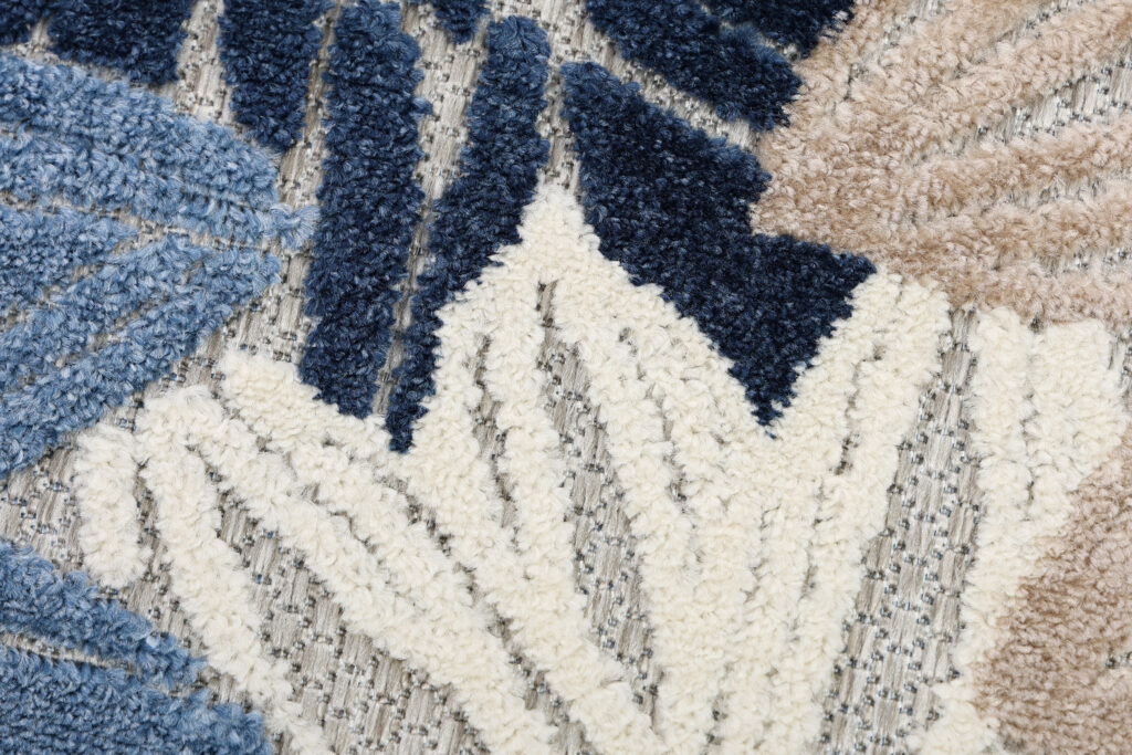Teppich Outdoor Patio Grau Blau Blumen