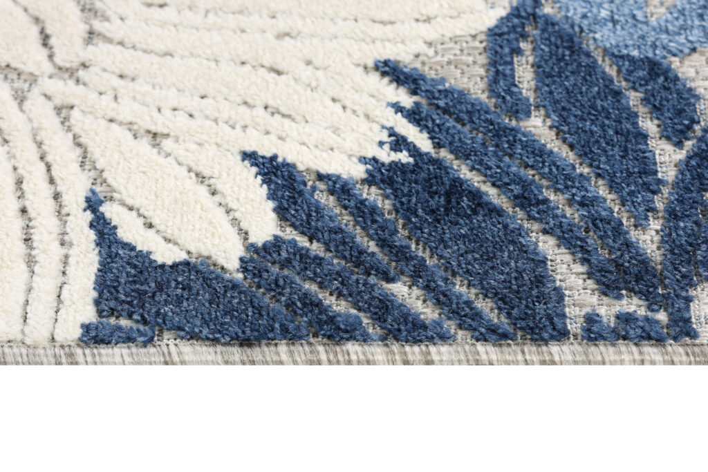 Teppich Outdoor Patio Grau Blau Blumen