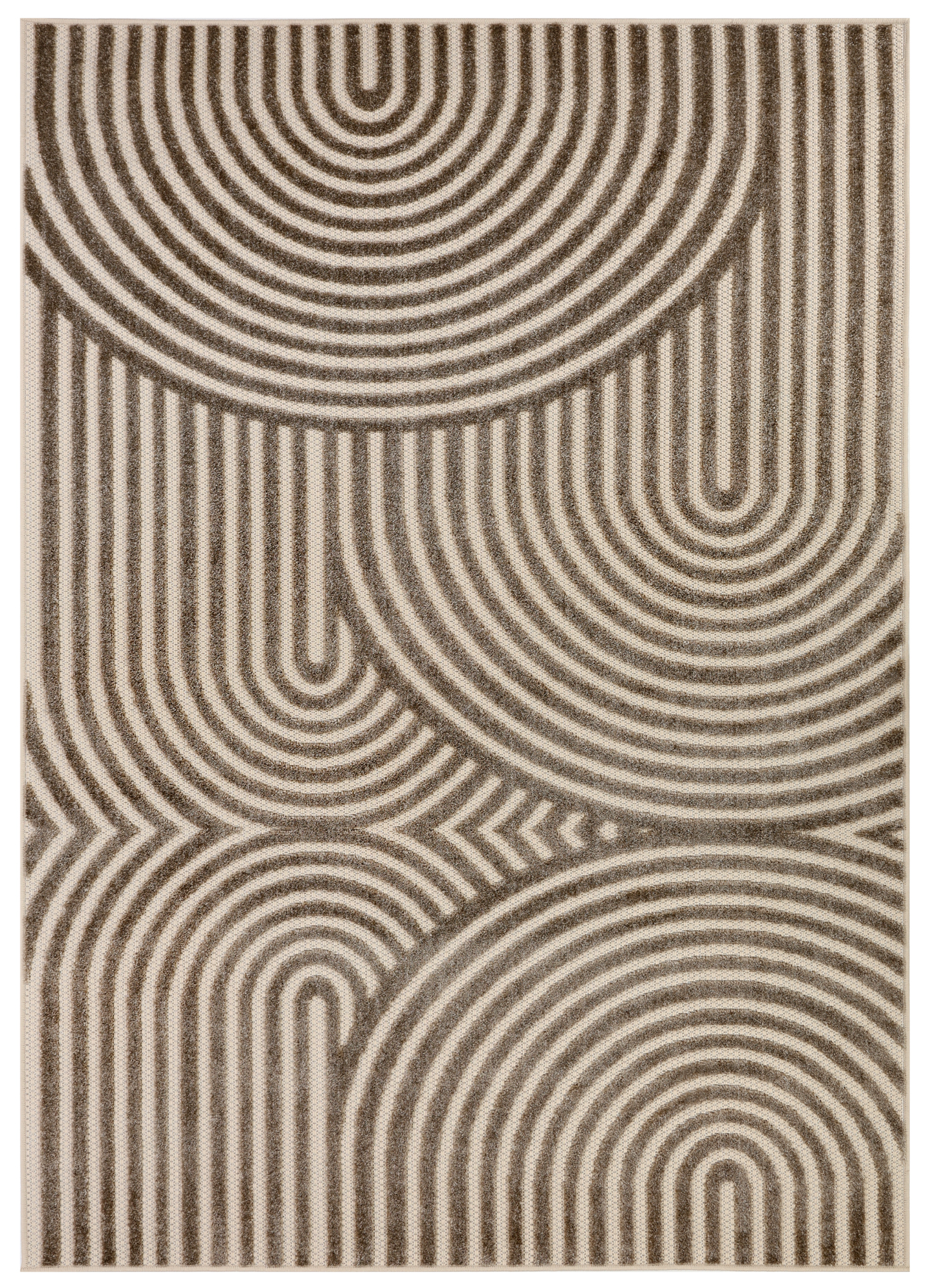 Teppich Outdoor Patio Beige Creme Linien