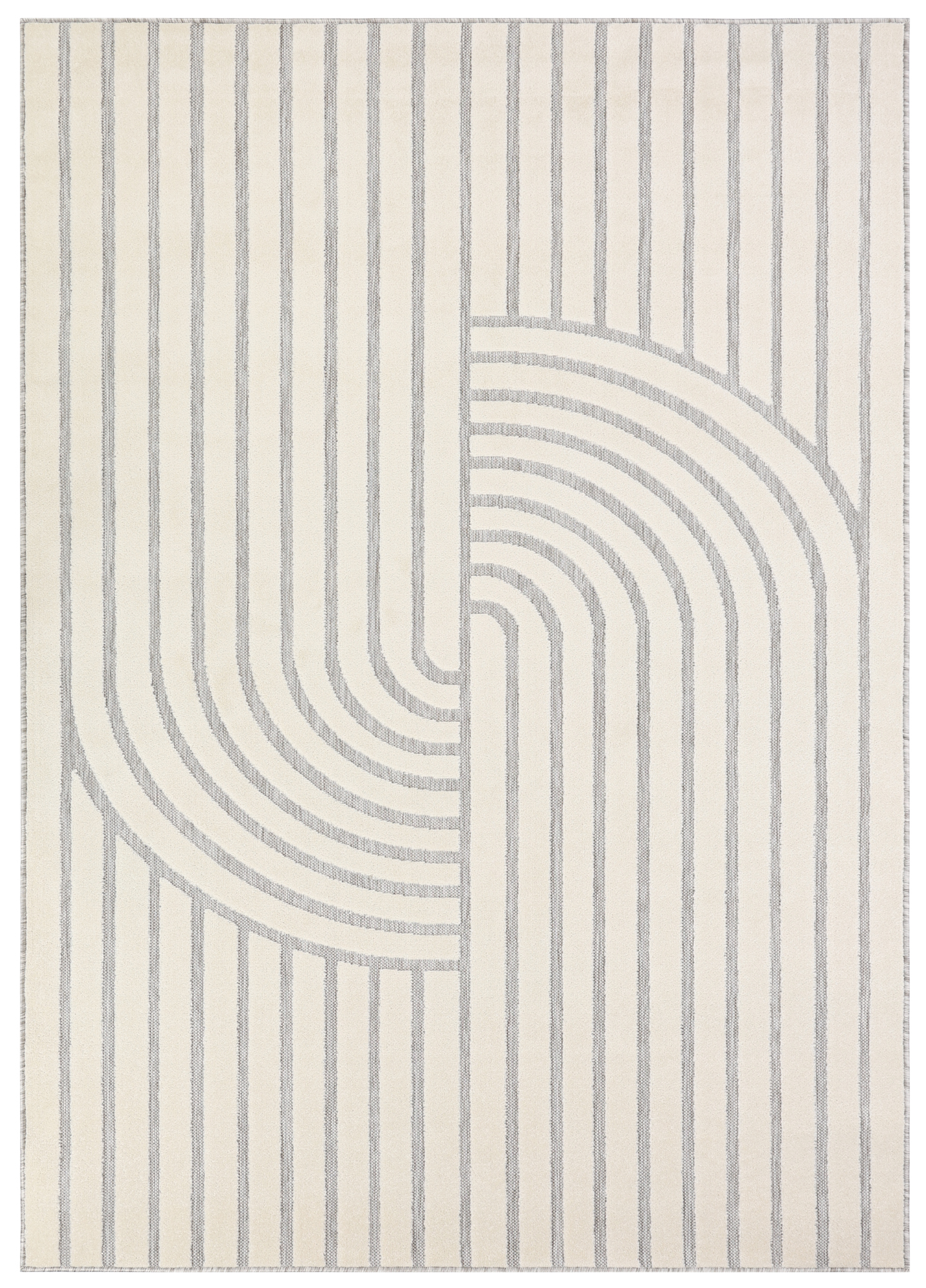 Teppich Outdoor Patio Creme Geometrisch Linien