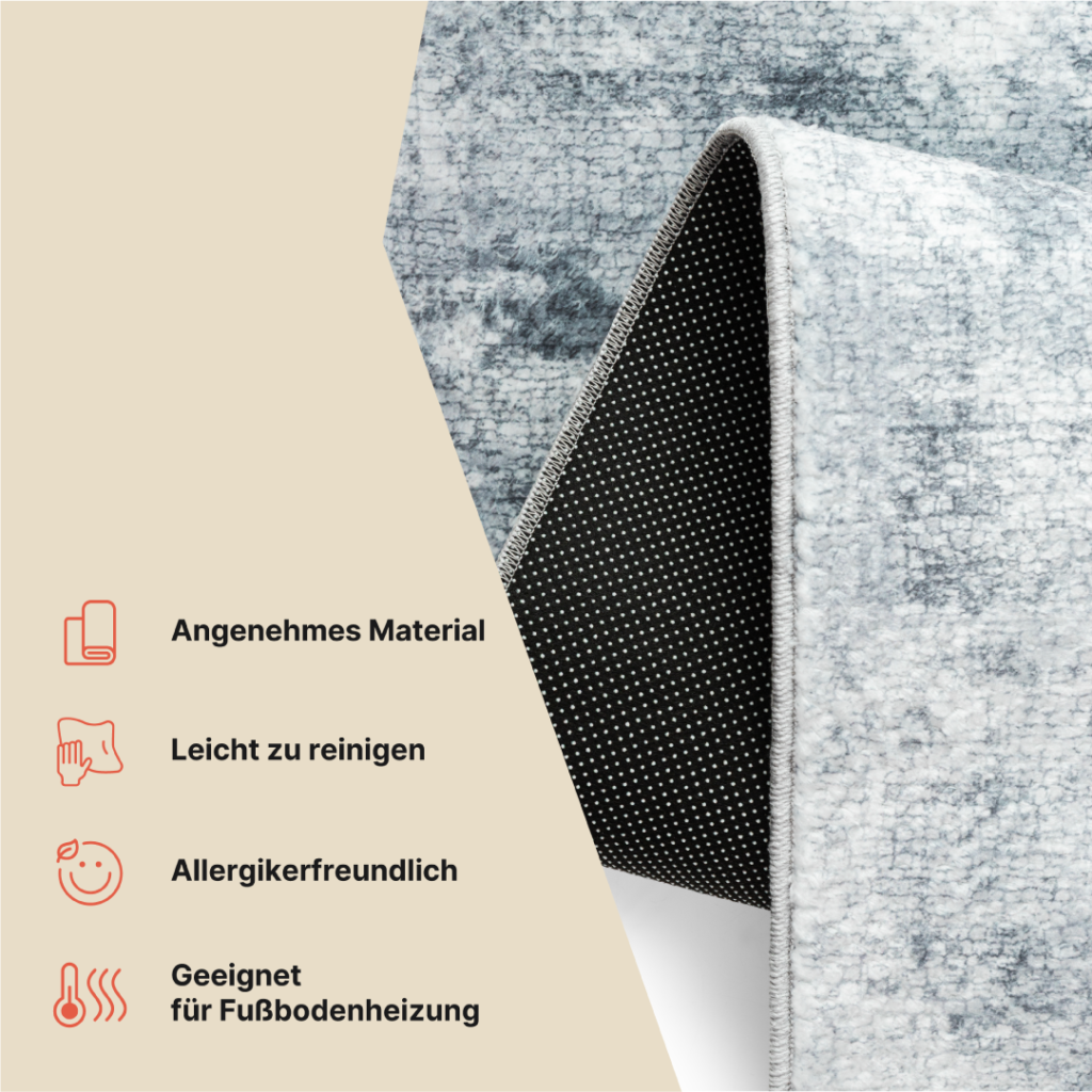 Teppich Bari Abstrakt Grau Blau Rutschfest