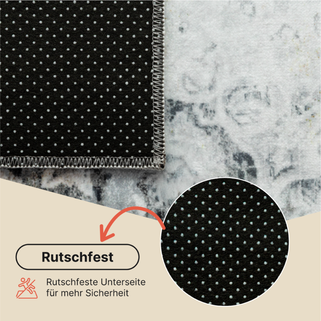 Teppich Venezia Abstraktes Muster Grau Blau Beige Rutschfest