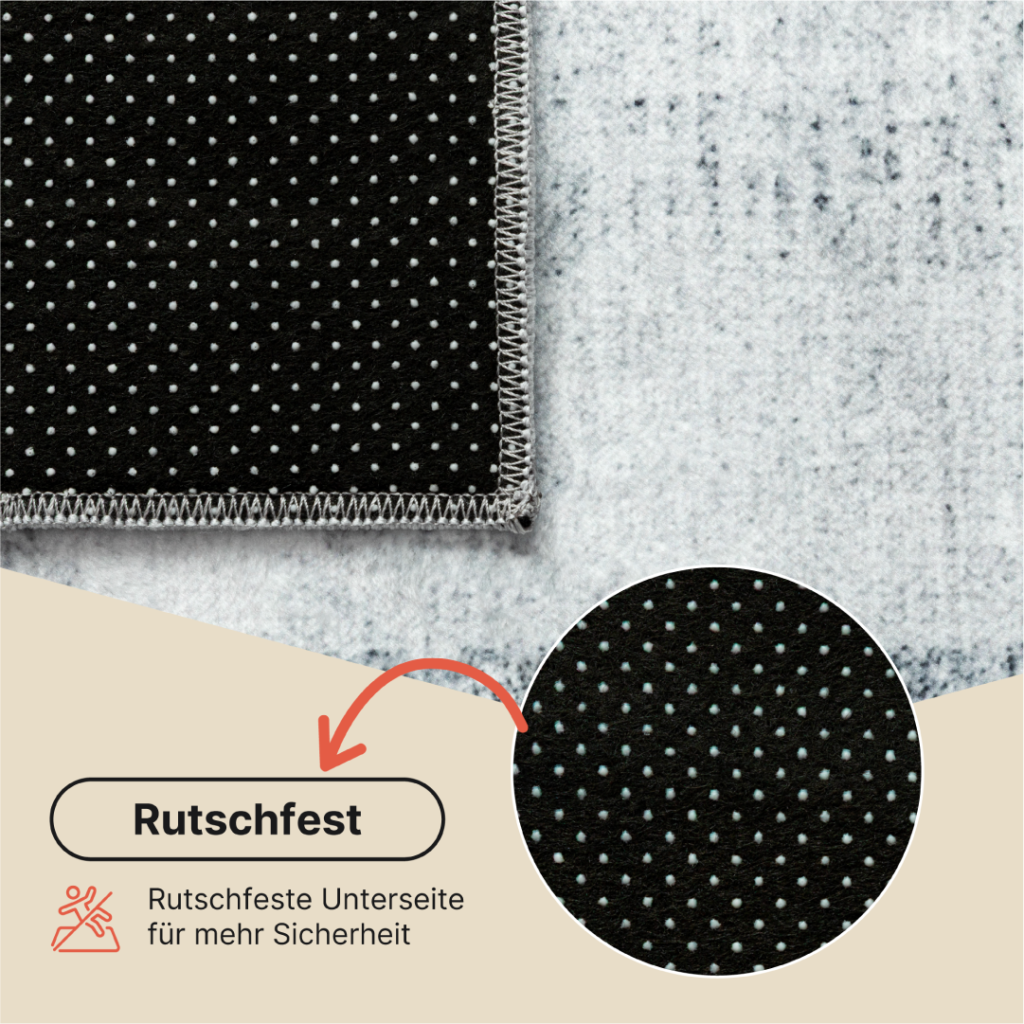 Teppich Venezia Modern Geometrisch Karminrot Grau Rutschfest